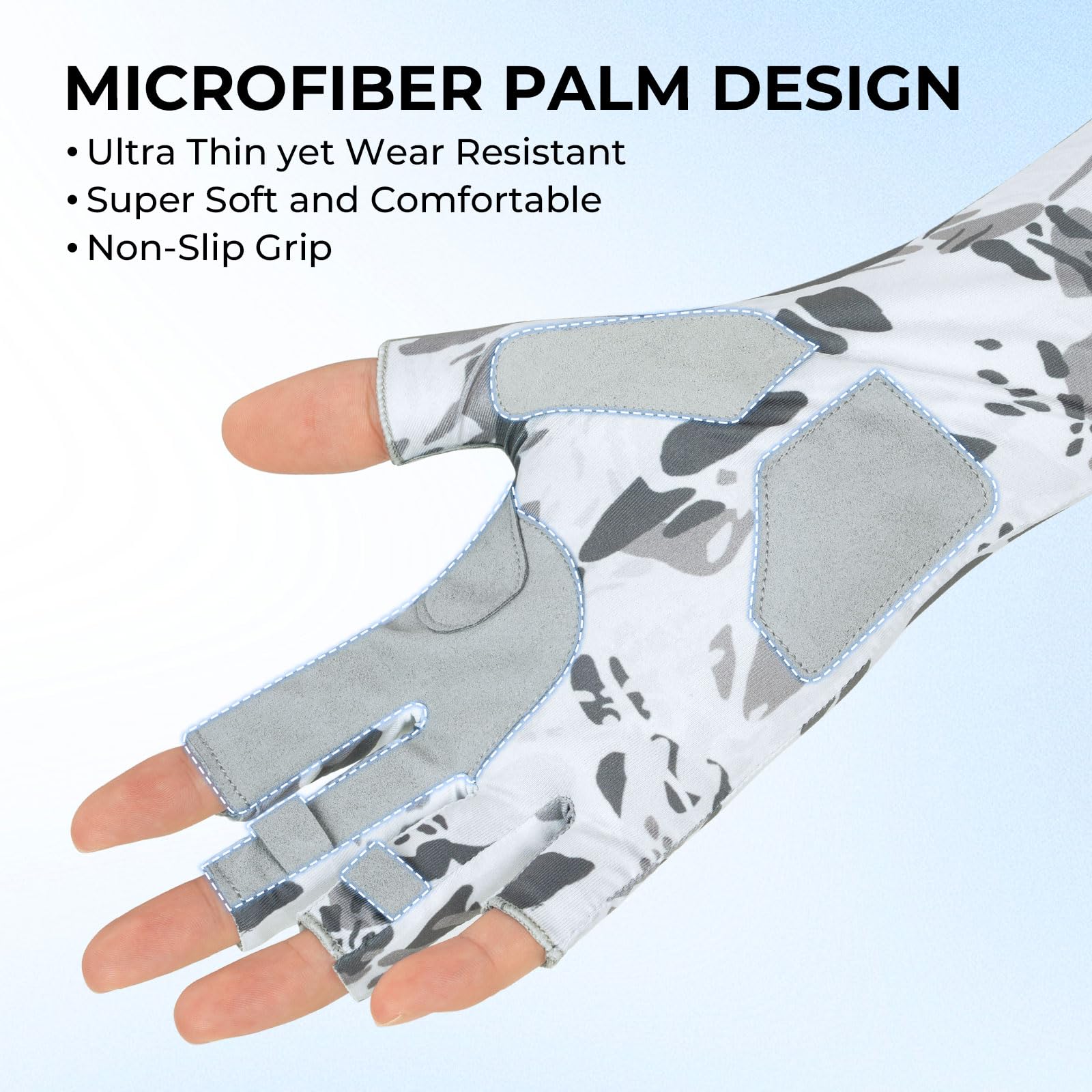 KastKing Agies Fishing Gloves Men, UPF 50+ Sun Gloves UV Protection, Cooling Quick-Dry 3/4 Fingerless Gloves with Extended Cuff, Microfiber Palm & Pull Tabs, for Fishing, Kayaking, Hiking, Hunting - Image 3