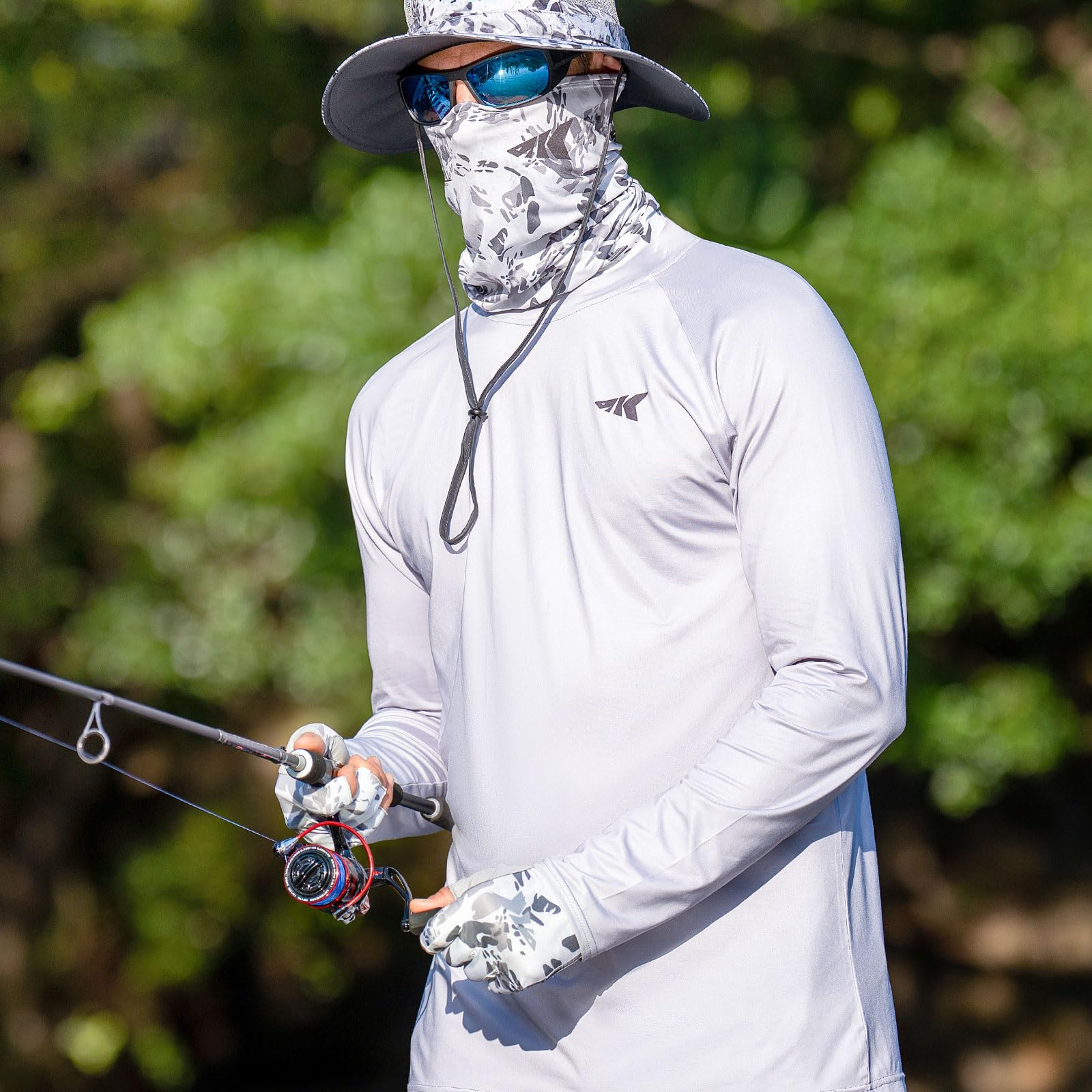 KastKing Agies Fishing Gloves Men, UPF 50+ Sun Gloves UV Protection, Cooling Quick-Dry 3/4 Fingerless Gloves with Extended Cuff, Microfiber Palm & Pull Tabs, for Fishing, Kayaking, Hiking, Hunting - Image 8