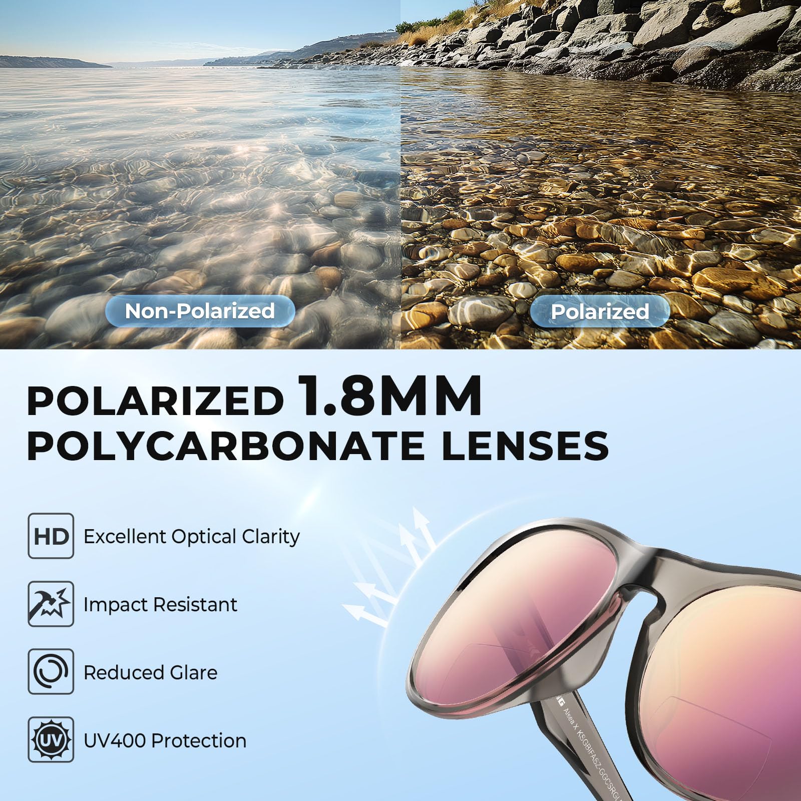 KastKing Alsea Polarized Bifocal Sports Sunglasses With PuriVex Protective Lens Coating,Grilamid Frame,Women Sunglasses - Image 5