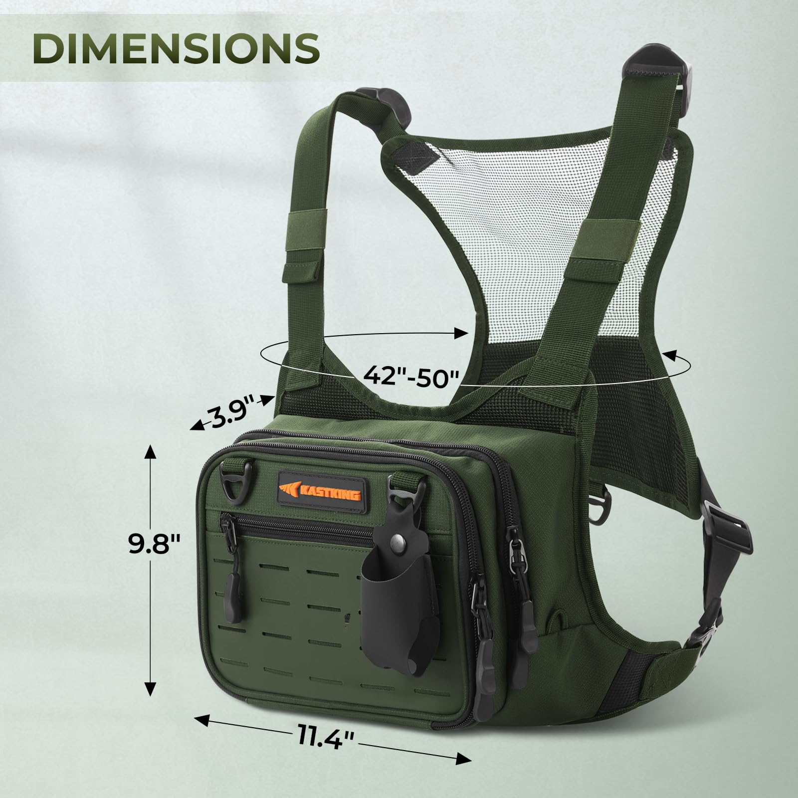 KastKing Bait Boss Water-Resistant Fishing Chest Pack With EVA Zip-Down Workstation, MOLLE Storage, Adjustable Chest Straps - Image 7