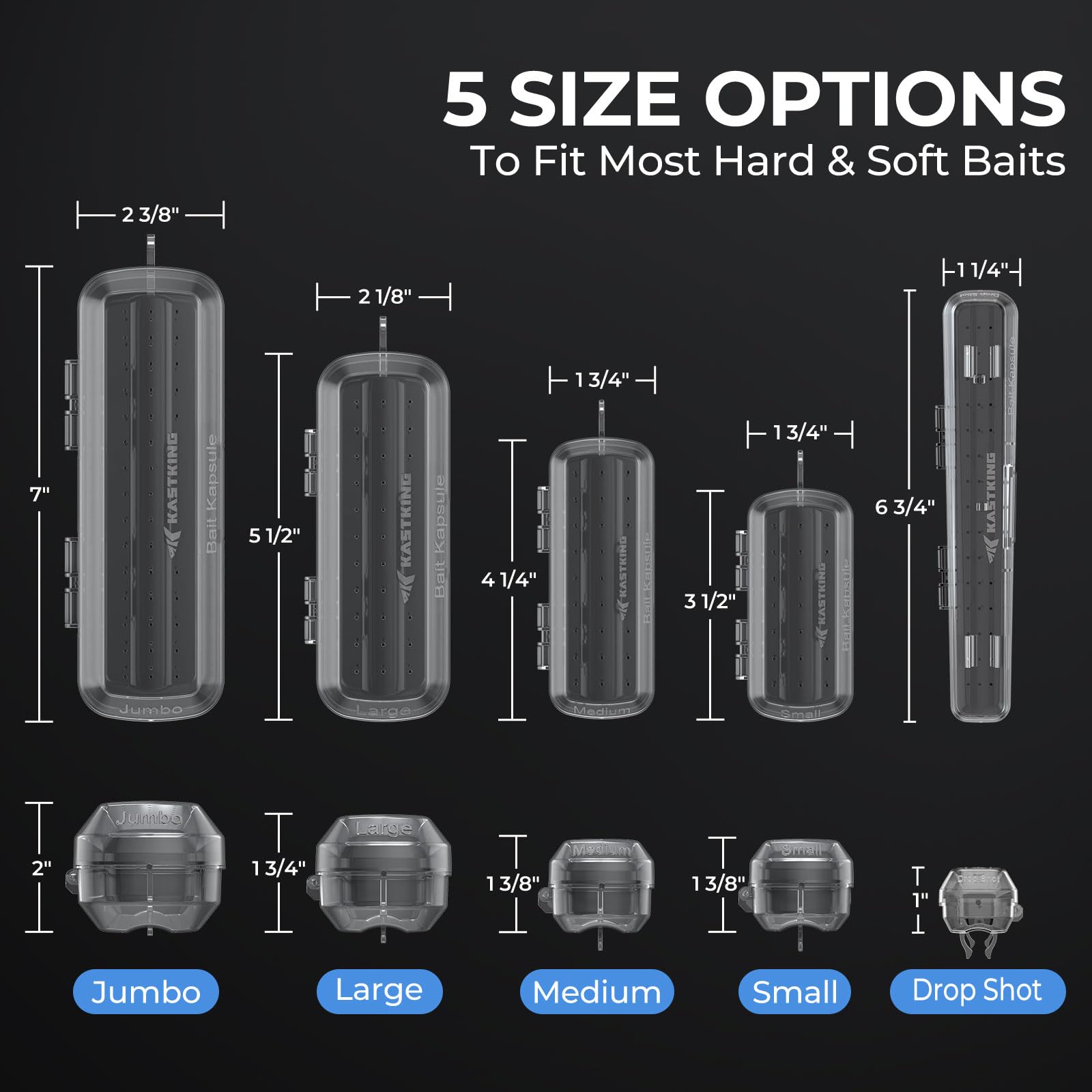 KastKing Bait Kapsule – Lure Cover with Vent Holes, Protects Hooks, Multiple Sizes (S, M, L, Jumbo,Drop Shot) - Multiple Attachments for Freshwater & Saltwater Fishing Gear. Patent Pending. - Image 7