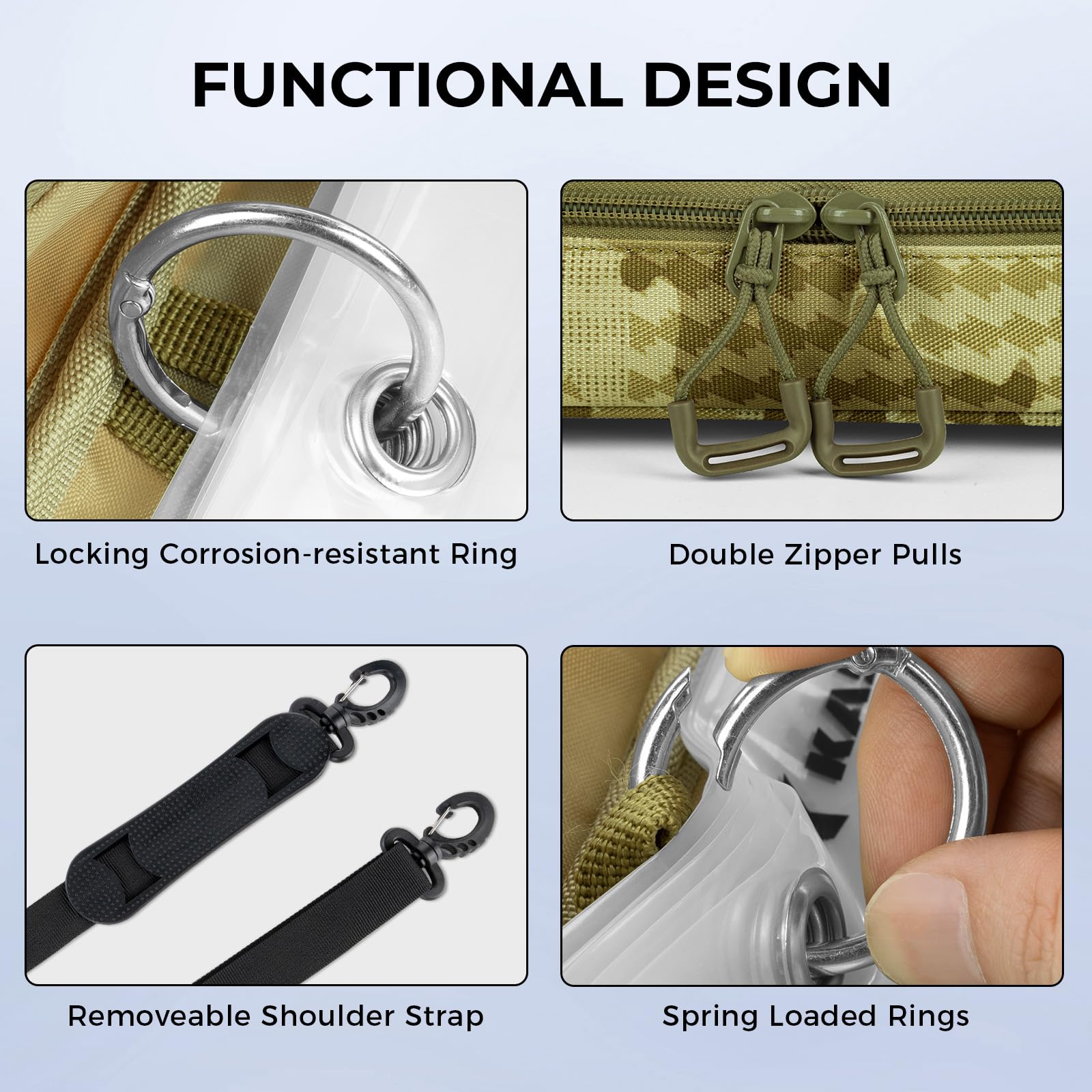 KastKing BaitSpace Detachable Bait Binder Tackle Bag – Large Clear Sleeves, Durable 900D Water-resistant Fabric, Soft Plastic Bait Storage For Hooks, Sinkers & Fishing Accessories - Image 5