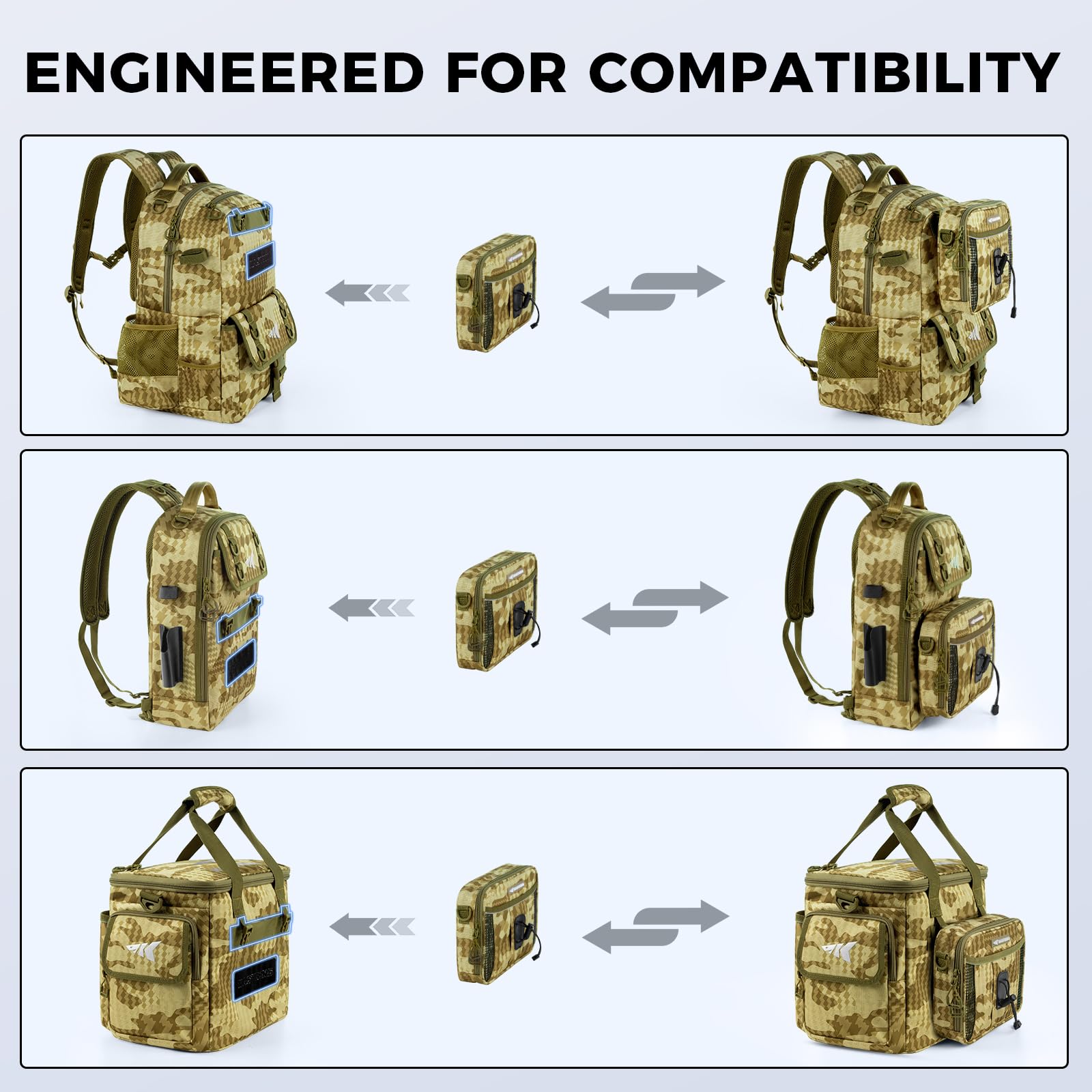 KastKing BaitSpace Detachable Bait Binder Tackle Bag – Large Clear Sleeves, Durable 900D Water-resistant Fabric, Soft Plastic Bait Storage For Hooks, Sinkers & Fishing Accessories - Image 8