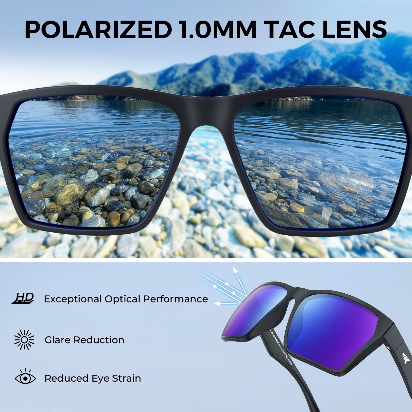 KastKing Beartrap Polarized Sports Fishing Sunglasses, With PuriVex Protective Lens Coating, Wayfarer Design, Men Women - Image 5