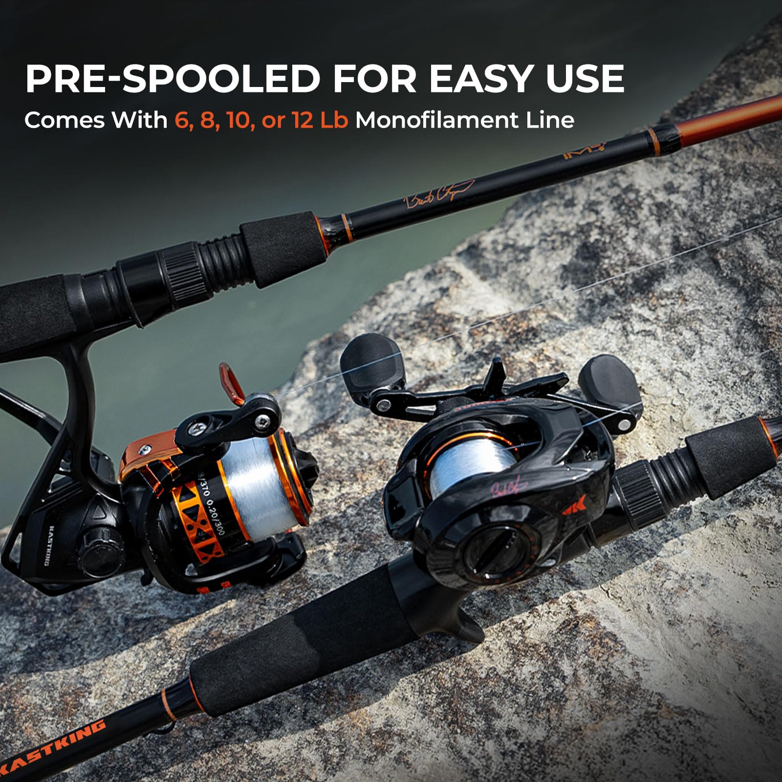 KastKing Brent Chapman Baitcasting Reel and Rod Combo, Tailored Tackle Kits, Pre-spooled Design, IM6 Graphite 2Pc Blanks, 5 + 1 Ball Bearings, Aluminum Oxide Ringed Stainless Steel Guides, EVA Handles - Image 5