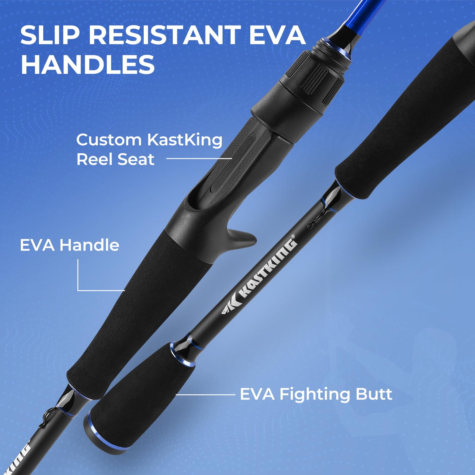 KastKing Centron Fishing Rod and Reel Combo, Spinning & Baitcasting Combos, IM6 Graphite 2Pc Blanks, Stainless Steel Guides with Ceramic Rings, Contoured EVA Handles & Fighting Butt - Image 4