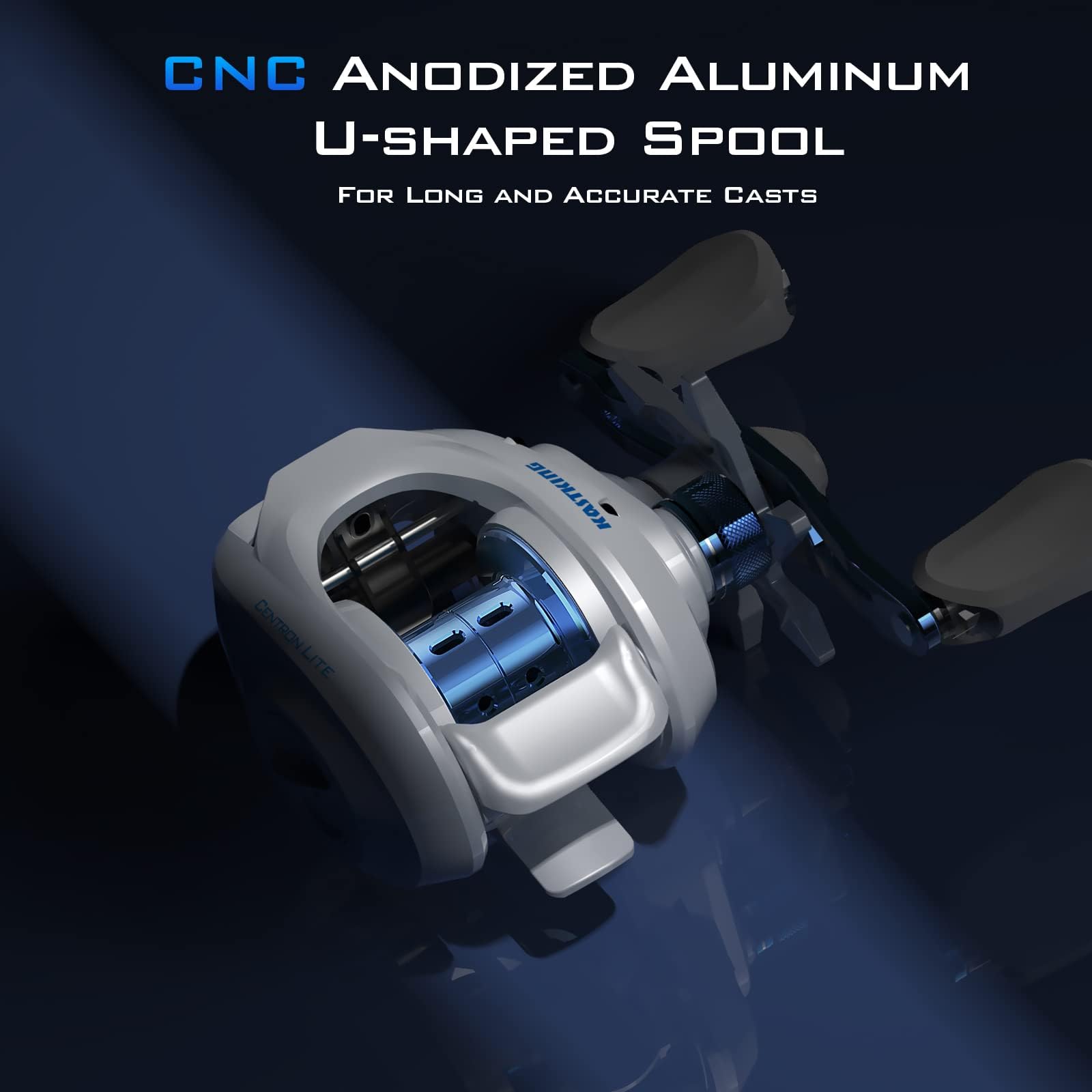 KastKing Centron Lite Baitcasting Fishing Reel – Lightweight, Glass Fiber Infused Nylon Frame – 7.6 OZ – 5 + 1 Anti-Reverse Ball Bearings, 7.1:1 High-Speed Gear Ratio Fishing Reel with Compact Design - Image 3