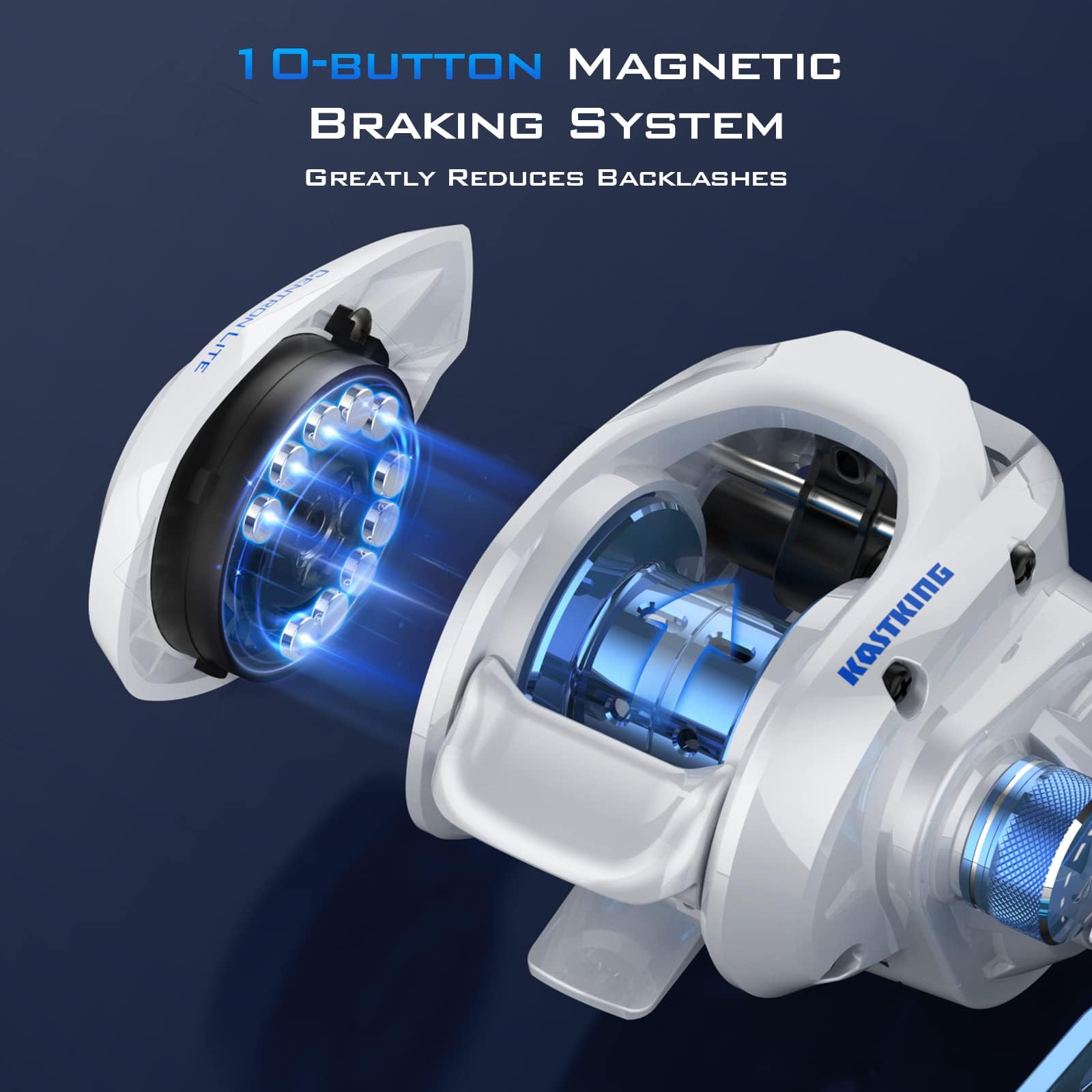 KastKing Centron Lite Baitcasting Fishing Reel – Lightweight, Glass Fiber Infused Nylon Frame – 7.6 OZ – 5 + 1 Anti-Reverse Ball Bearings, 7.1:1 High-Speed Gear Ratio Fishing Reel with Compact Design - Image 5