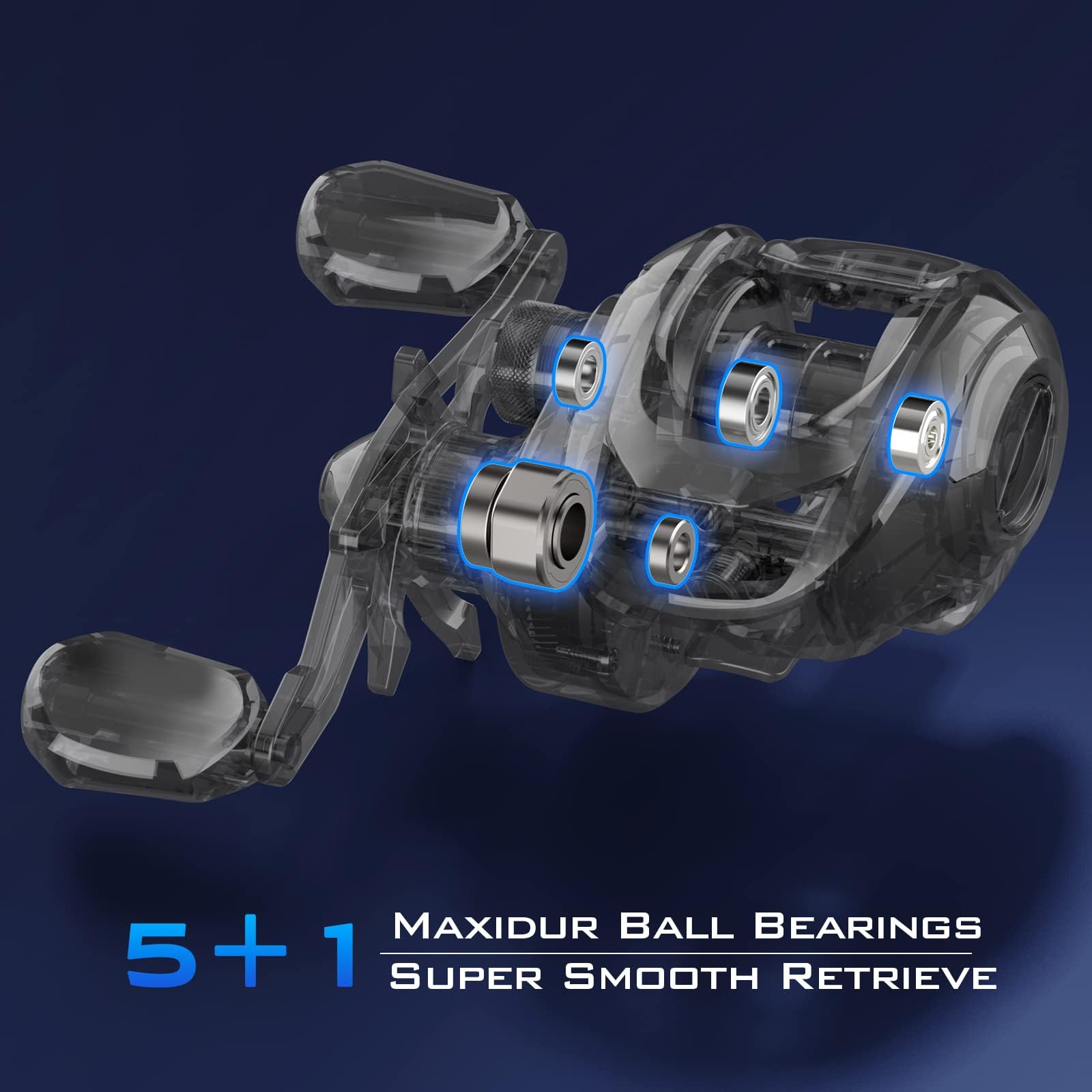 KastKing Centron Lite Baitcasting Fishing Reel – Lightweight, Glass Fiber Infused Nylon Frame – 7.6 OZ – 5 + 1 Anti-Reverse Ball Bearings, 7.1:1 High-Speed Gear Ratio Fishing Reel with Compact Design - Image 7