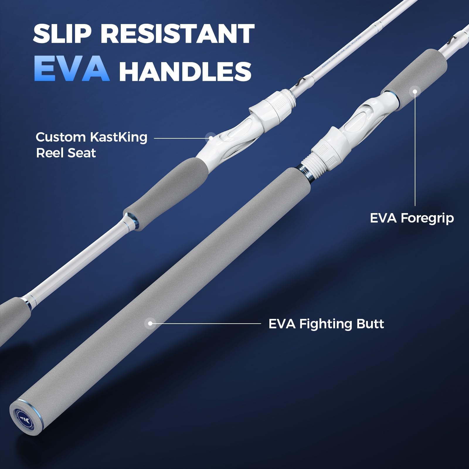 KastKing Centron Lite Twin Tip Rods, IM6 Graphite Blanks, Twin Tip Rods, Stainless Steel Guides with Ceramic Rings, Split or Full Rear EVA Handle Design, Drop Shot Hook Keeper - Image 4