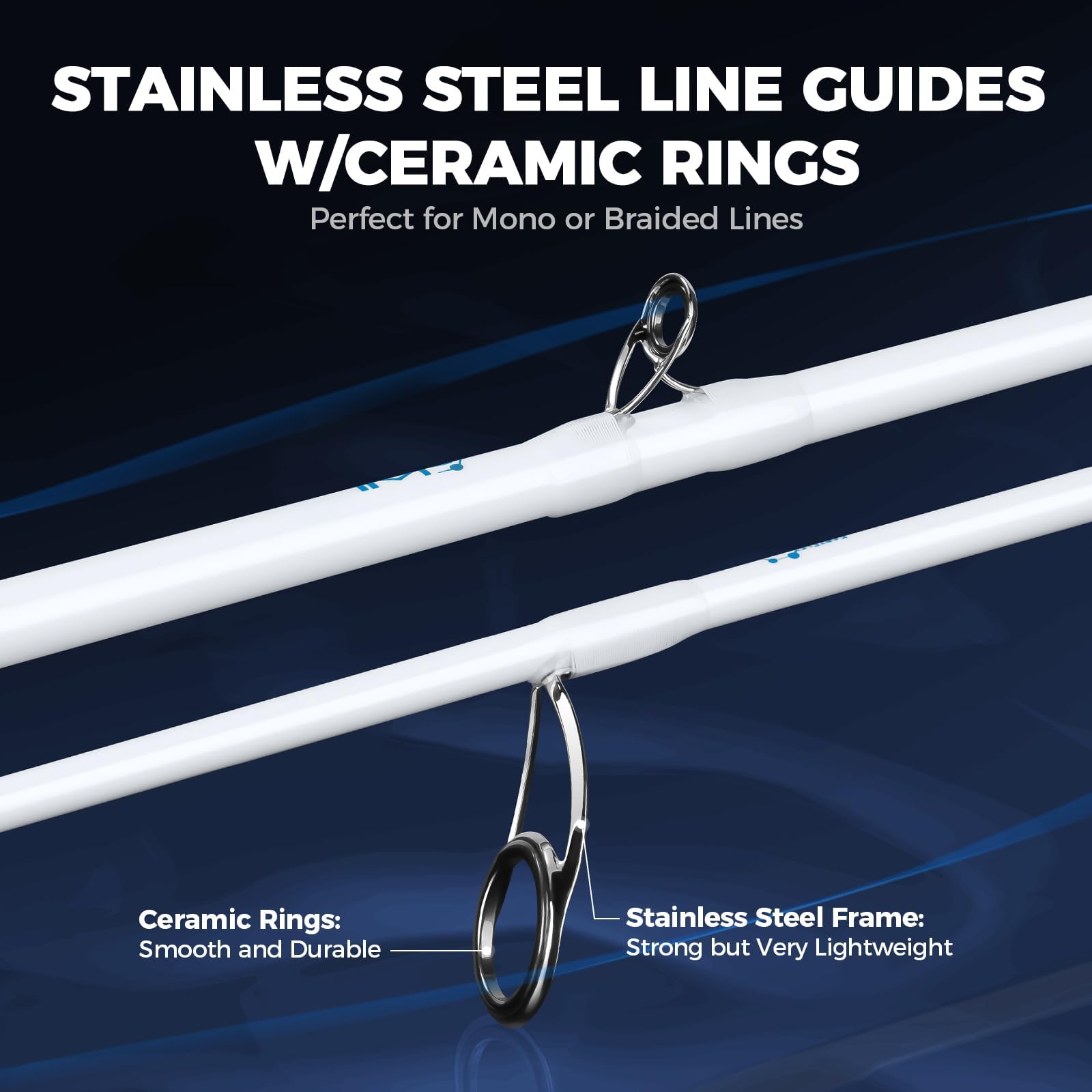 KastKing Centron Lite Twin Tip Rods, IM6 Graphite Blanks, Twin Tip Rods, Stainless Steel Guides with Ceramic Rings, Split or Full Rear EVA Handle Design, Drop Shot Hook Keeper - Image 5