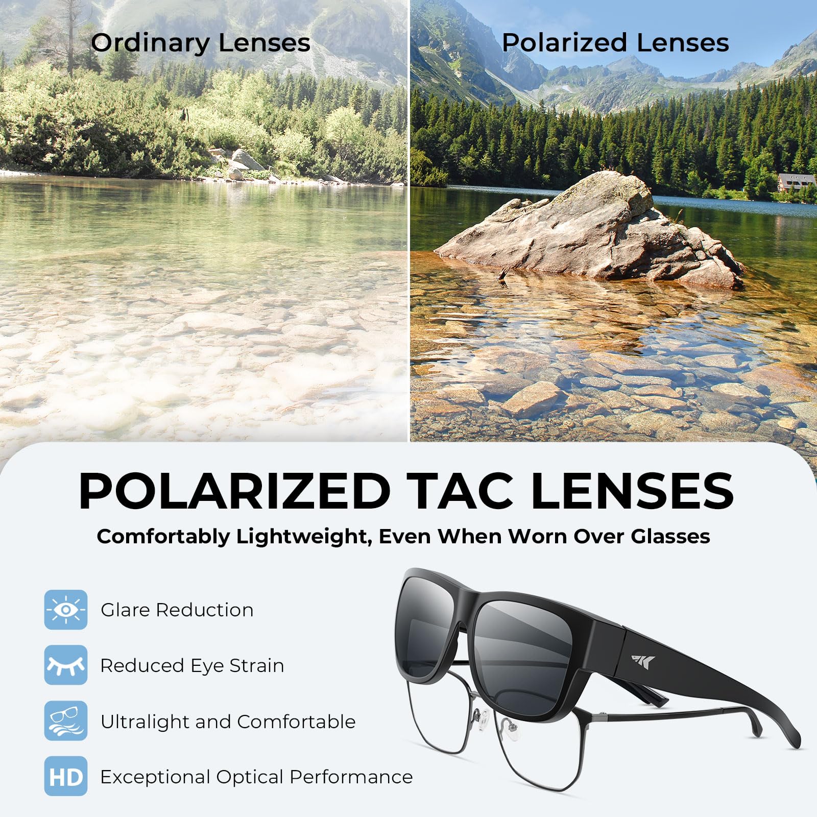 KastKing Chariton Fit-Over Polarized Wrap Around Over Sunglasses for Men and Women, Ideal for Driving Fishing Cycling Running - Image 5