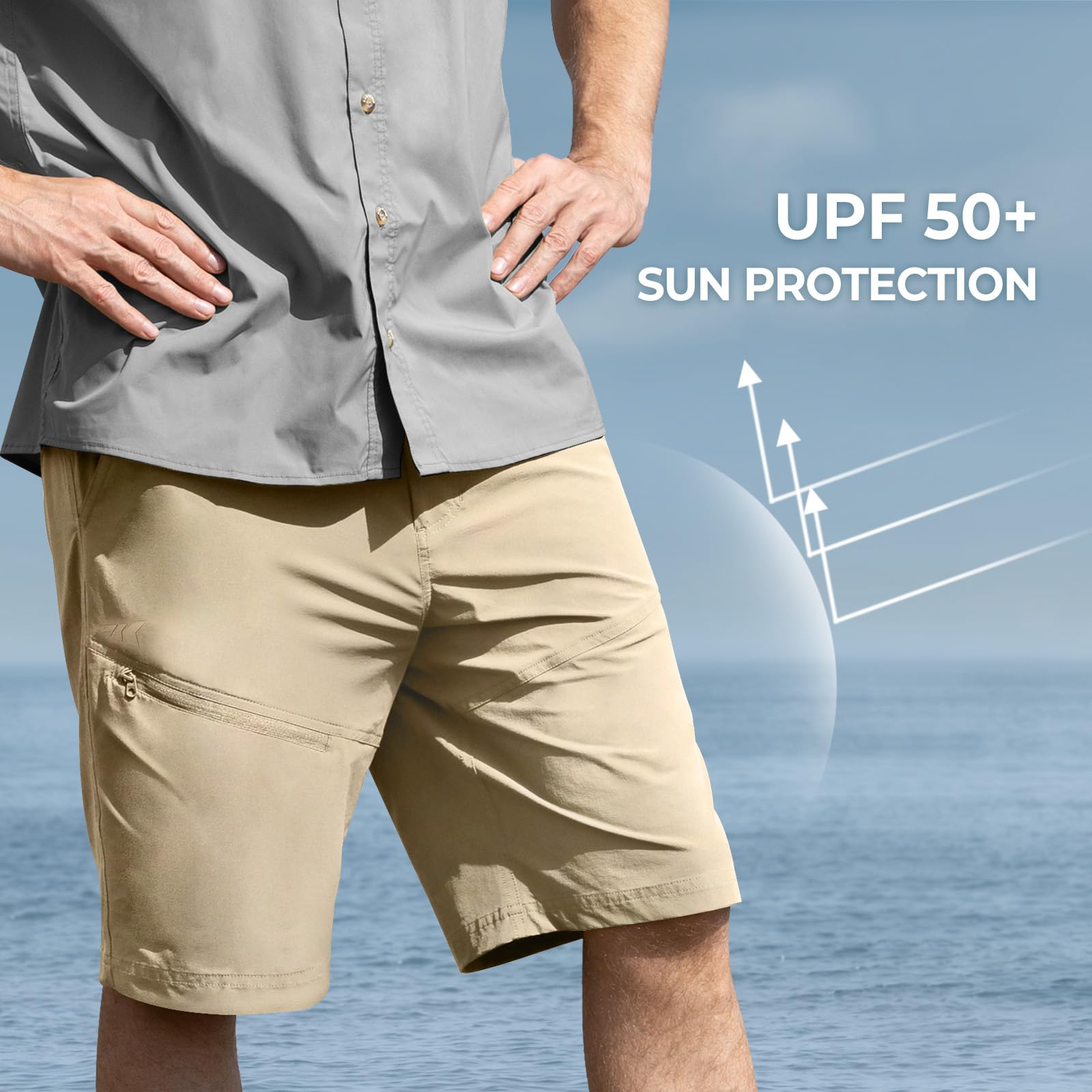 KastKing Cool Caster Men's Fishing Shorts, UPF 50+ Hiking Shorts, 10.5” and 7.5” Available, Water Repellent, 4-Way Stretch - Image 4