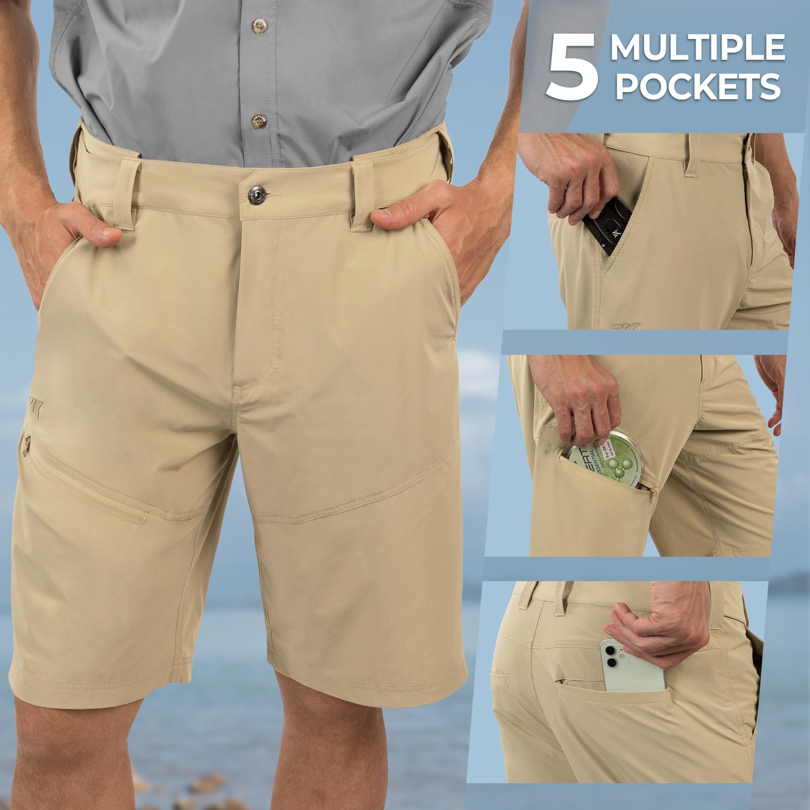 KastKing Cool Caster Men's Fishing Shorts, UPF 50+ Hiking Shorts, 10.5” and 7.5” Available, Water Repellent, 4-Way Stretch - Image 8