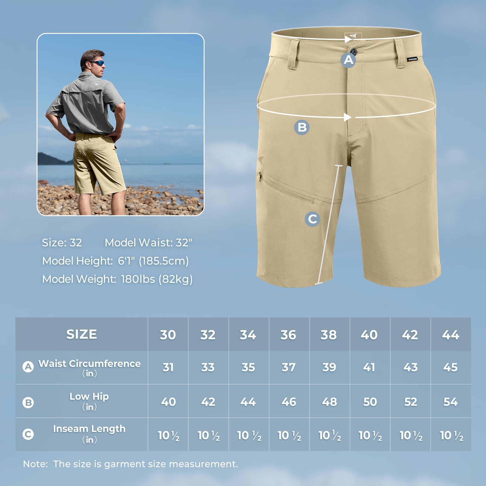 KastKing Cool Caster Men's Fishing Shorts, UPF 50+ Hiking Shorts, 10.5” and 7.5” Available, Water Repellent, 4-Way Stretch - Image 9