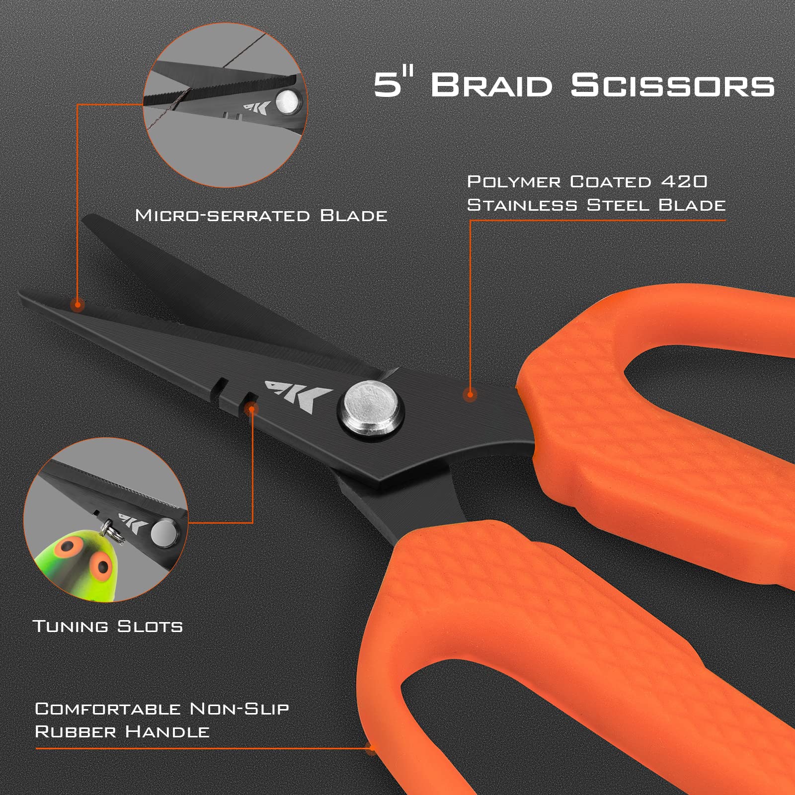 KastKing Cutthroat 7.5-inch Braid Scissors and Pliers Set - Saltwater Resistant Fishing Gear, Line Cutter, Hook Remover, Fishing Tool Set, Gift for Men - Image 5