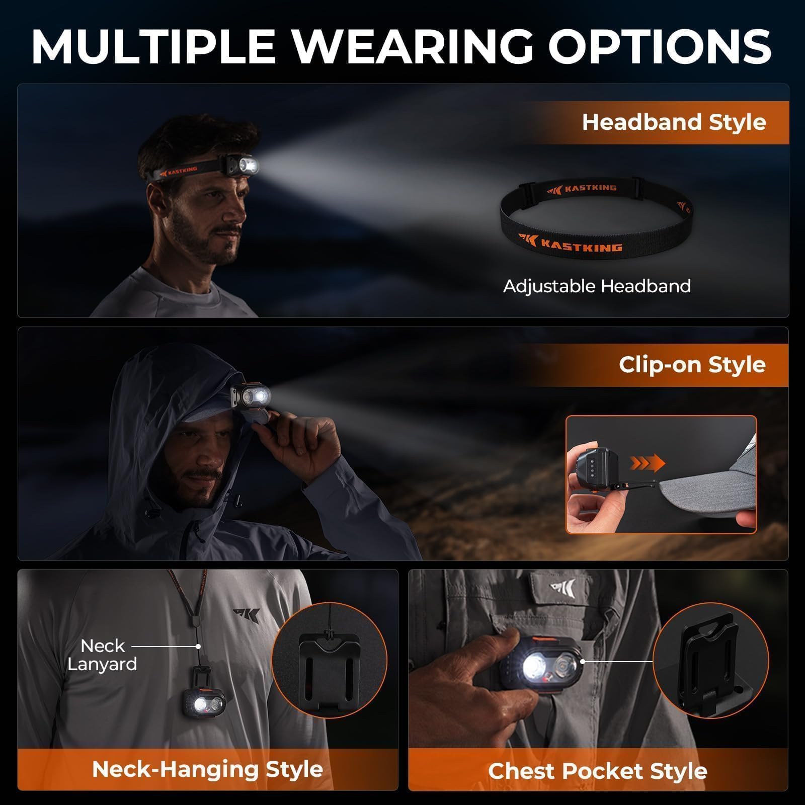 KastKing FieldLite Fishing Tool Set, Camping Gear Set, Multi-Function Outdoor Kit, 5-Mode LED Headlamp, 7.5" Fishing Pliers, 7" Razor-Sharp Knife, 7" Filet Knife, 5-in-1 Tactical Bracelet - Image 4