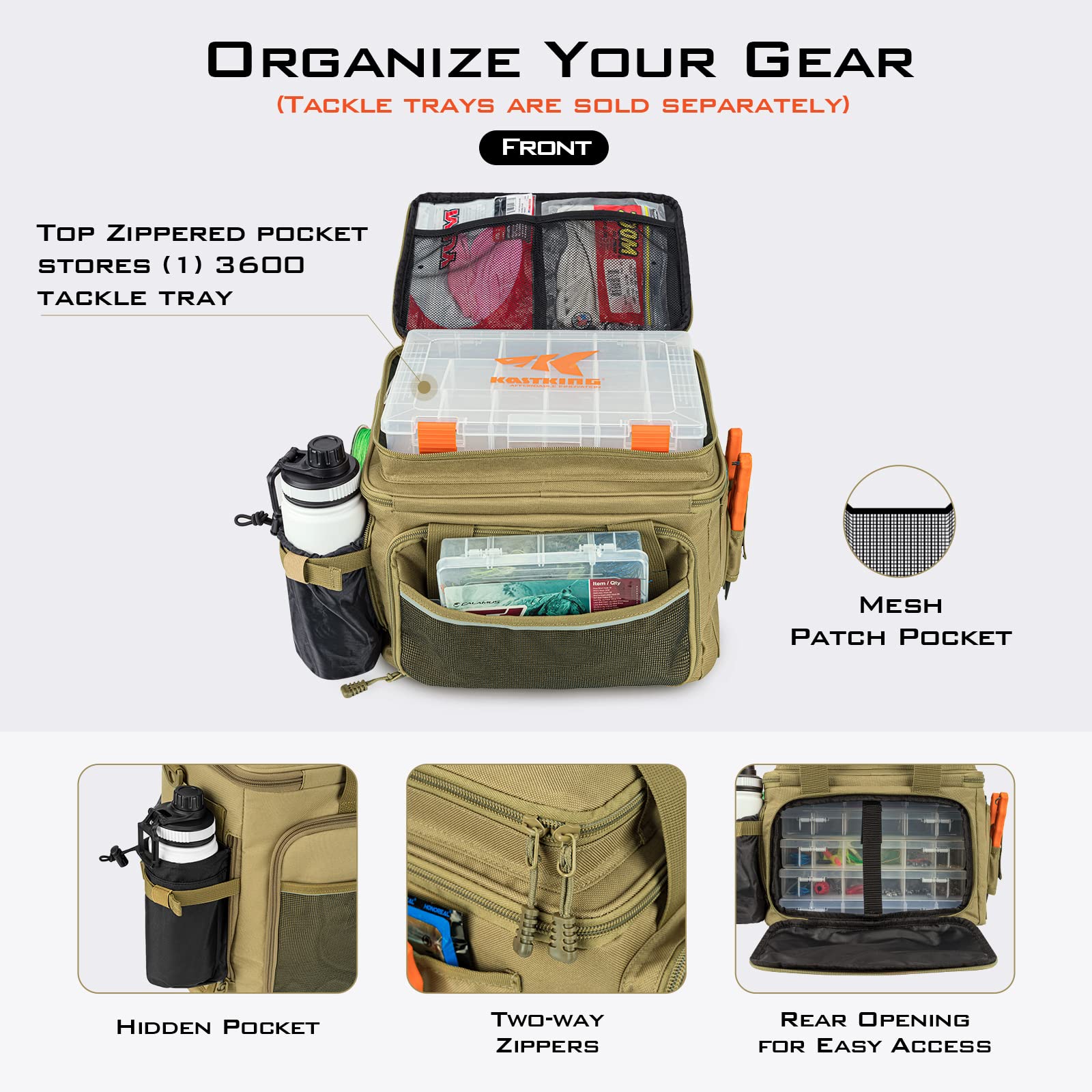 KastKing Fishing Tackle Bags - Saltwater & Freshwater Fishing Bags - Water Resistant, Padded Shoulder Strap - Gear Storage - Image 3