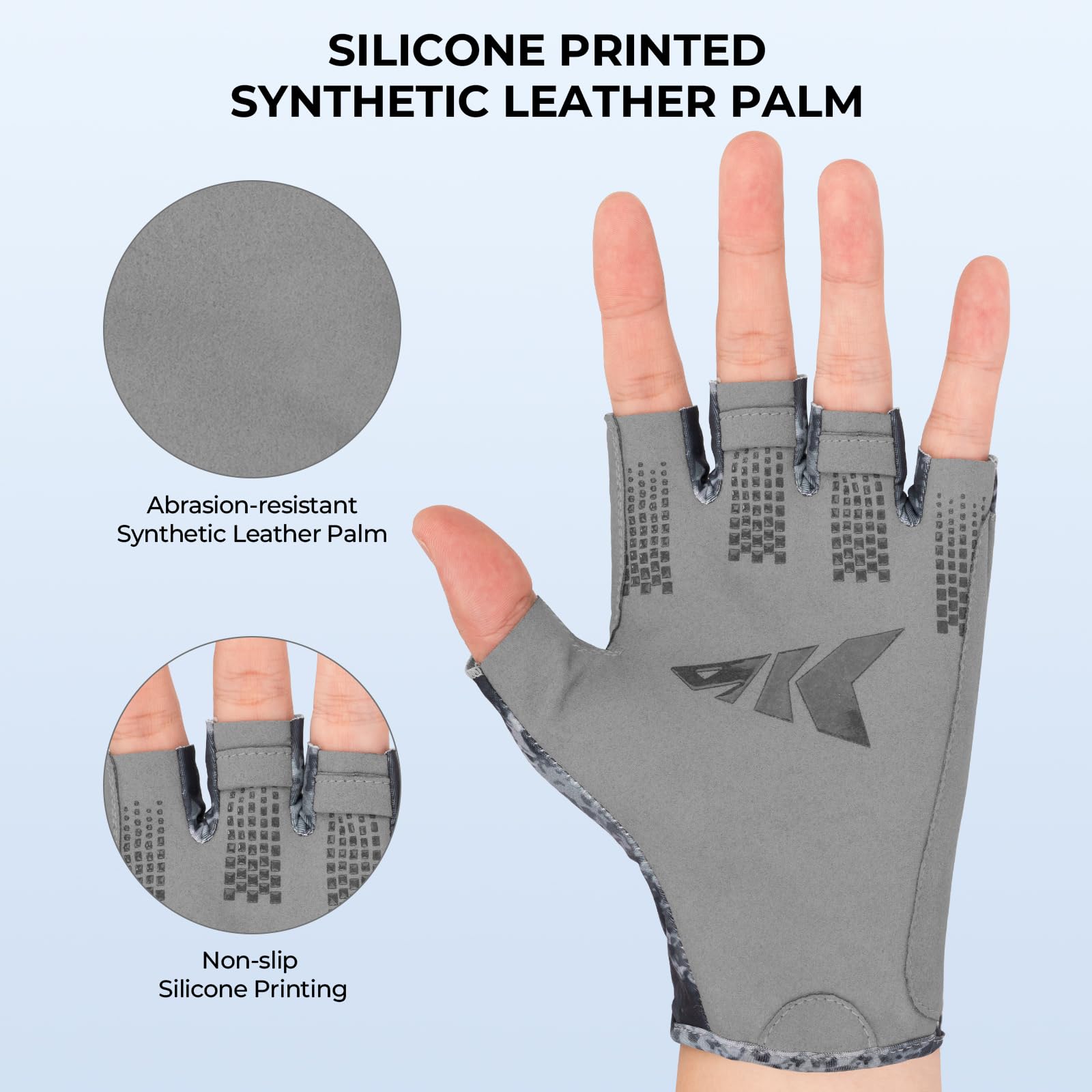 KastKing Gill Raker Gloves, UPF 50 FrostWeave Yarn Cooling Fabric, Non-Slip Grip, Quick-Dry, Short Cuff Comfort, Reflective Logo, Fishing, Hiking, Outdoors - Image 5