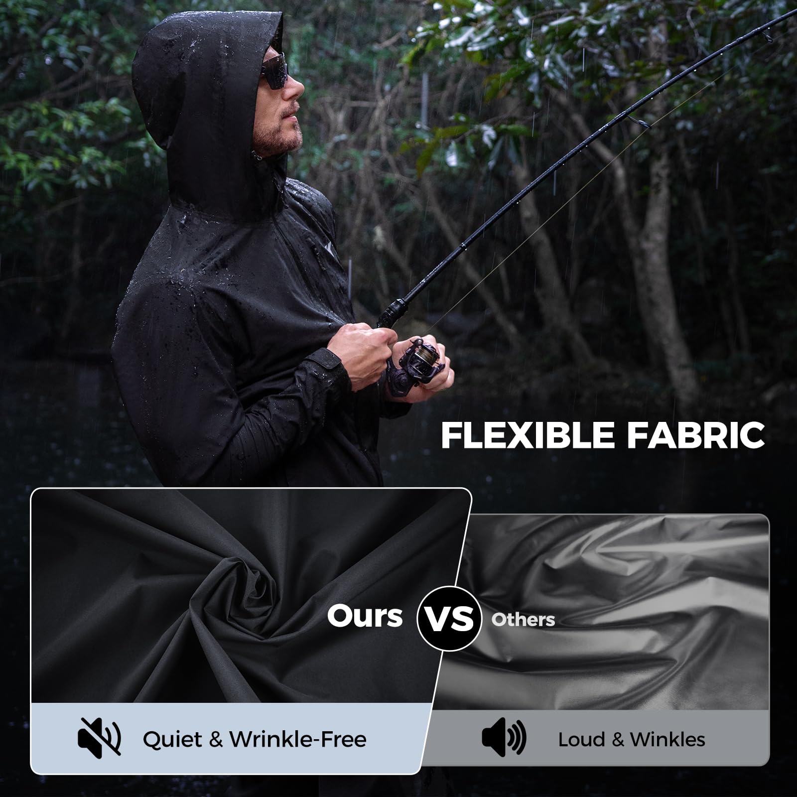 KastKing HydroArmor Lightweight Rain Jacket, 2.5-Layer Waterproof Fishing Hiking Rain Suit for Men, Packable Rain Gear - Image 6