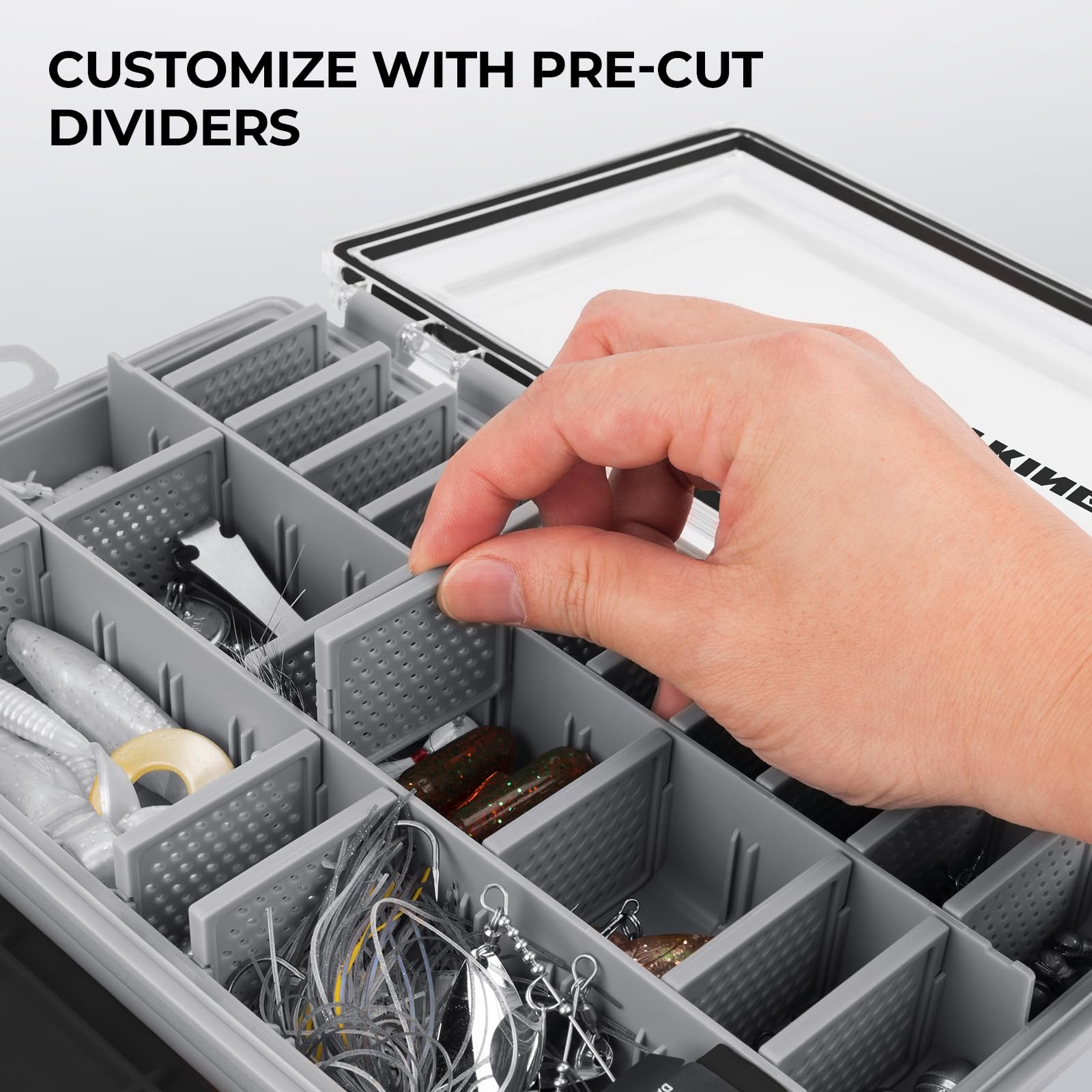 KastKing HyperSeal Waterproof Tackle Box, 3600 and 3700 Tackle Trays, Fishing Tackle Box Organizer with Removable Dividers, Lure Box and Terminal Tackle Storage,Black - Image 5