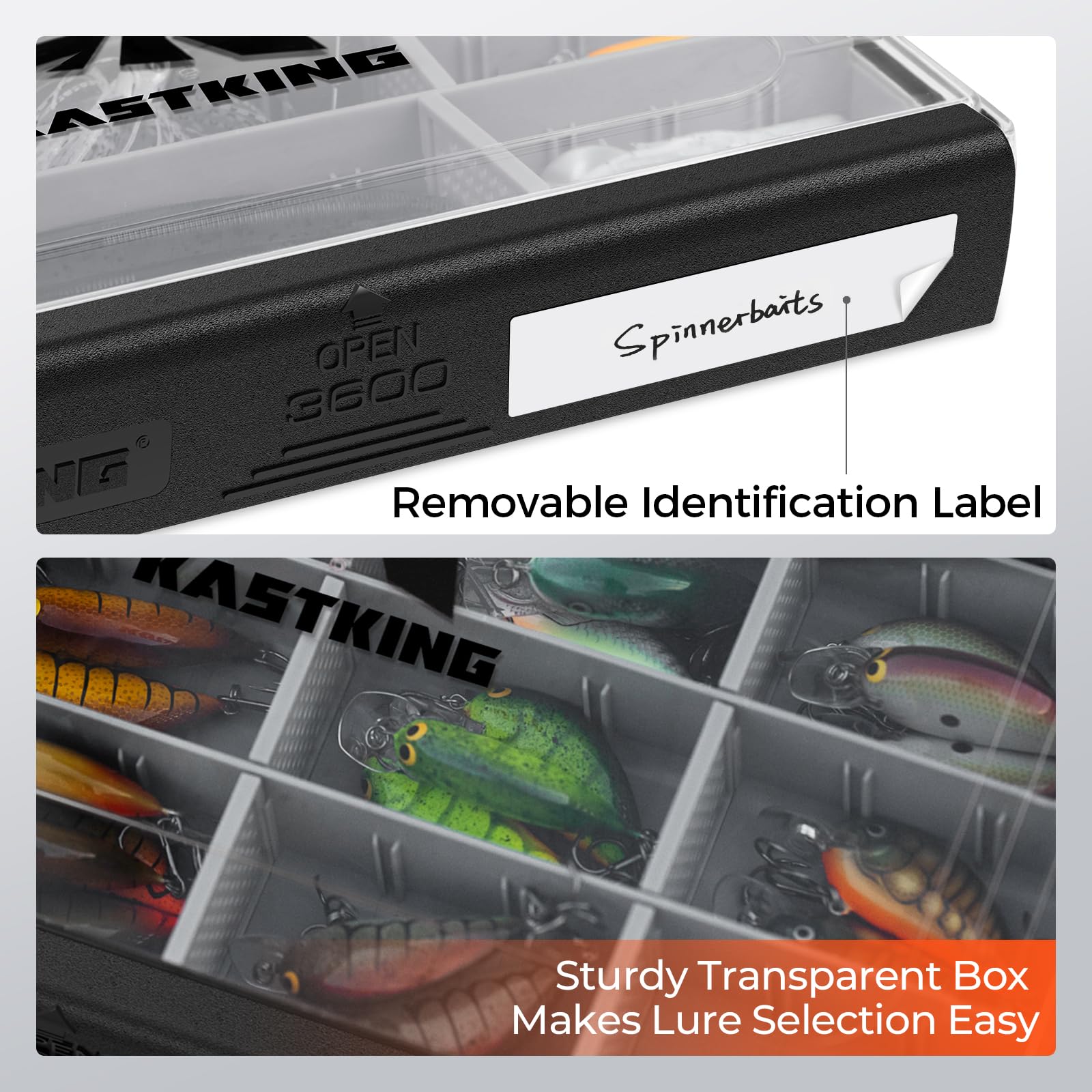 KastKing HyperSeal Waterproof Tackle Box, 3600 and 3700 Tackle Trays, Fishing Tackle Box Organizer with Removable Dividers, Lure Box and Terminal Tackle Storage,Black - Image 6