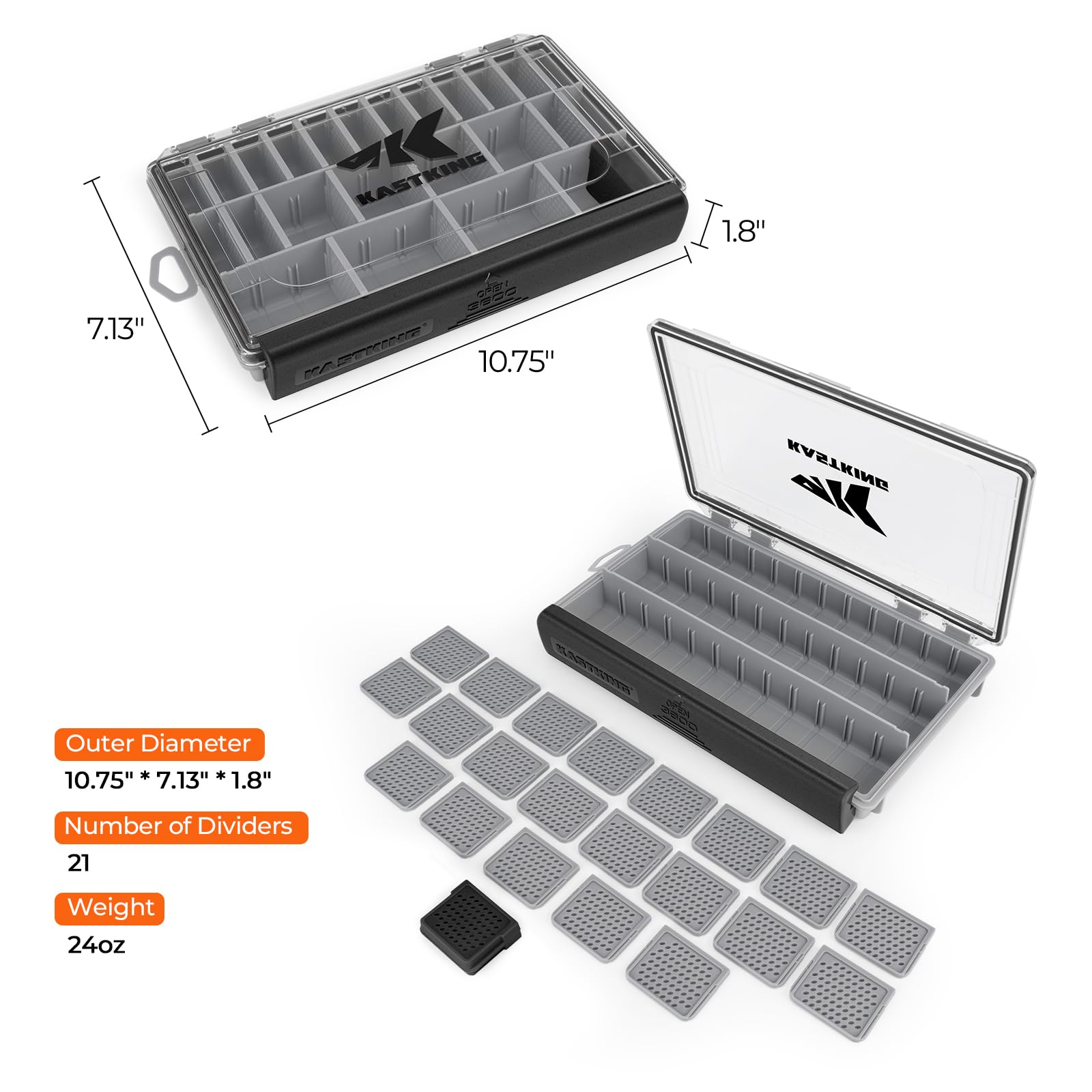KastKing HyperSeal Waterproof Tackle Box, 3600 and 3700 Tackle Trays, Fishing Tackle Box Organizer with Removable Dividers, Lure Box and Terminal Tackle Storage,Black - Image 7