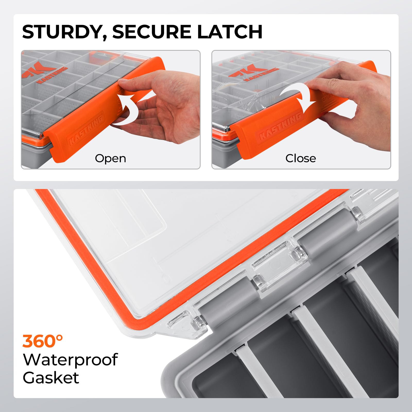 KastKing HyperSeal Waterproof Tackle Box, Waterproof 3600 and 3700 Tackle Trays, Fishing Tackle Box Organizer with Removable Dividers, Lure Box and Terminal Tackle Storage - Image 3