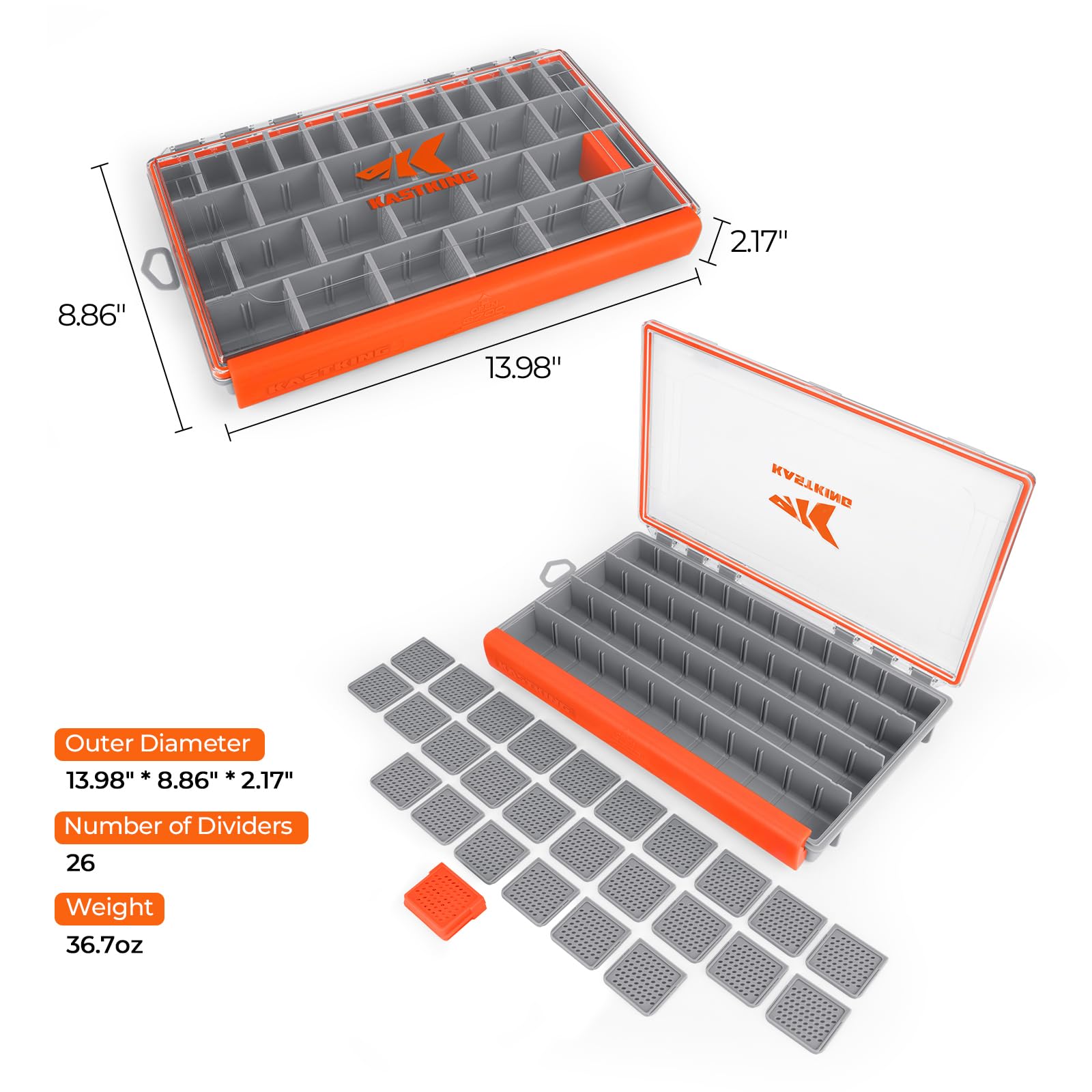 KastKing HyperSeal Waterproof Tackle Box, Waterproof 3600 and 3700 Tackle Trays, Fishing Tackle Box Organizer with Removable Dividers, Lure Box and Terminal Tackle Storage - Image 6