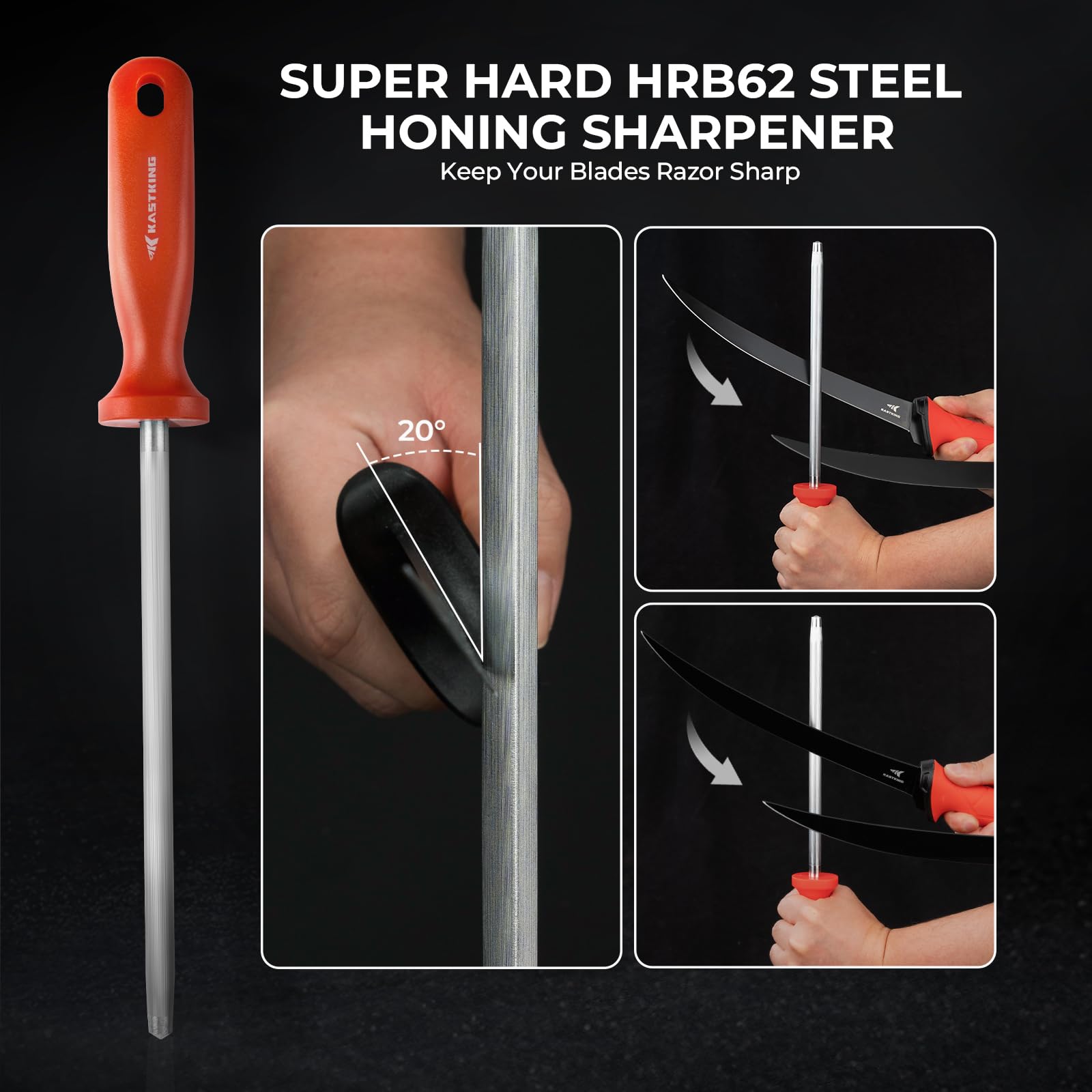 KastKing Intimidator Fillet Knife Set – G4116 German Stainless-Steel Blades, Non-Slip Handle, Includes Folding Fillet Board, Fish Scaler, Rubber-Coated Gloves, Honing Rod, and Durable Storage Bag - Image 4