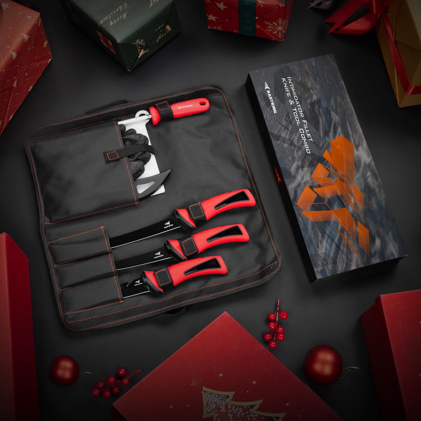 KastKing Intimidator Fillet Knife Set – G4116 German Stainless-Steel Blades, Non-Slip Handle, Includes Folding Fillet Board, Fish Scaler, Rubber-Coated Gloves, Honing Rod, and Durable Storage Bag - Image 8