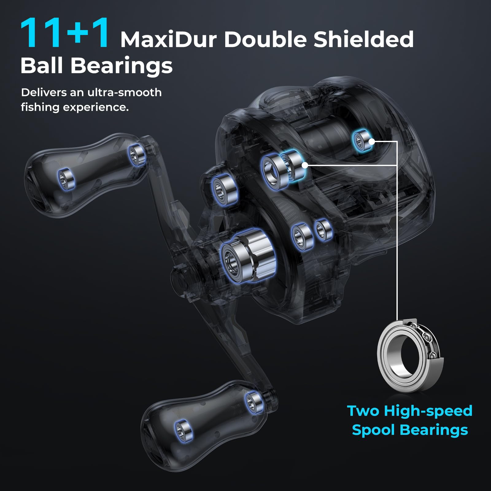 KastKing iReel 2 Phantom Black Fishing Reel, IFC Digital Brake, Six Preset Casting Modes, Unlimited Customizable Adjustments, Bluetooth Pairing, 100% Magnesium Frame, Larger Axis Eye Line Guide - Image 11