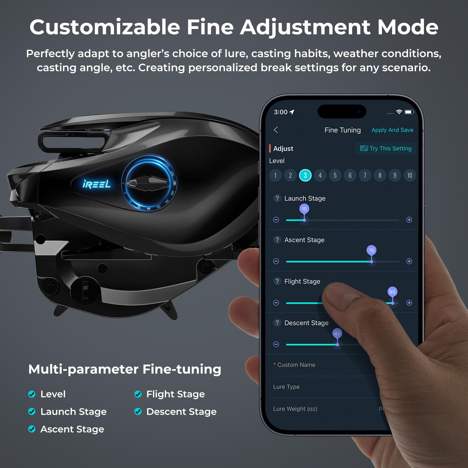 KastKing iReel 2 Phantom Black Fishing Reel, IFC Digital Brake, Six Preset Casting Modes, Unlimited Customizable Adjustments, Bluetooth Pairing, 100% Magnesium Frame, Larger Axis Eye Line Guide - Image 6