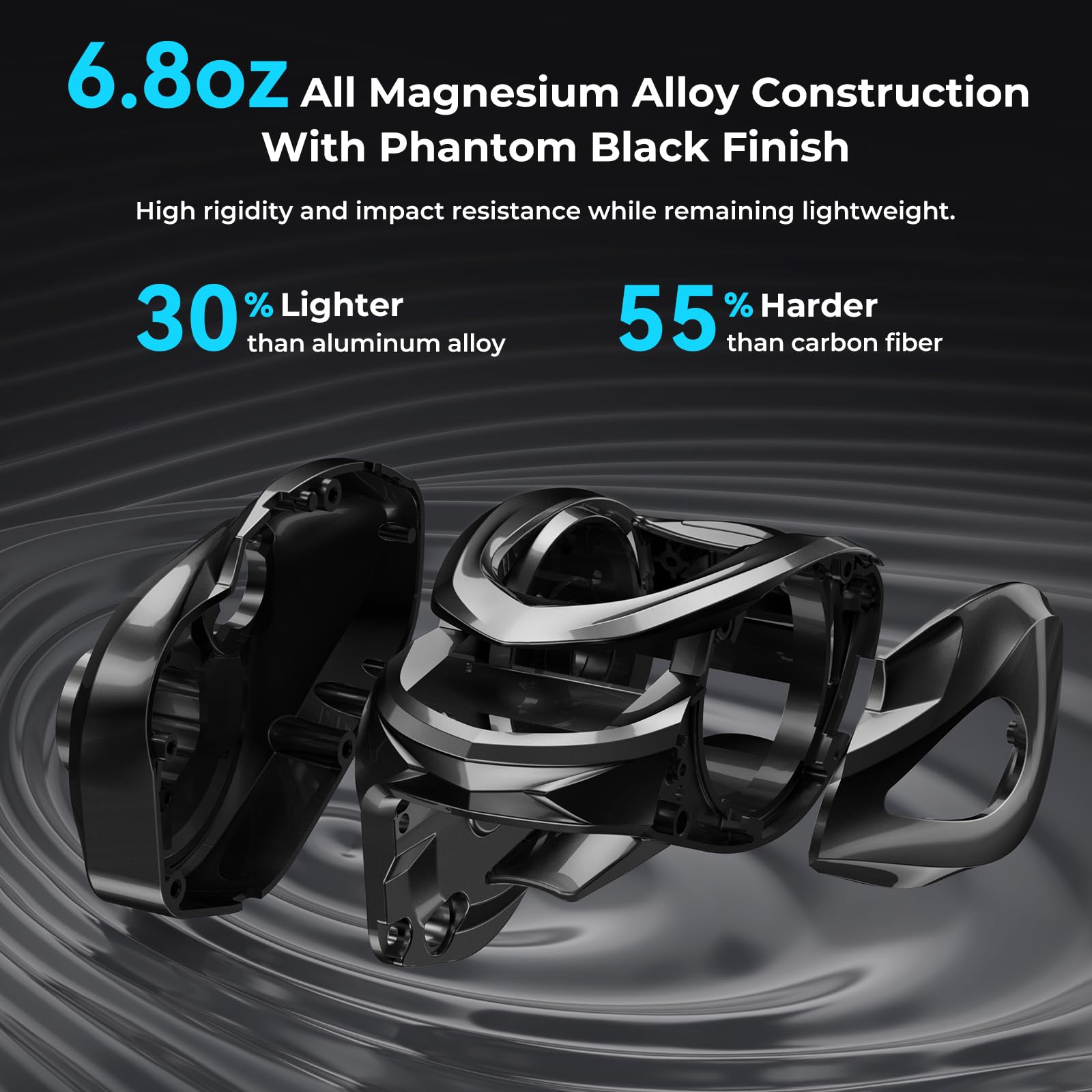 KastKing iReel 2 Phantom Black Fishing Reel, IFC Digital Brake, Six Preset Casting Modes, Unlimited Customizable Adjustments, Bluetooth Pairing, 100% Magnesium Frame, Larger Axis Eye Line Guide - Image 8