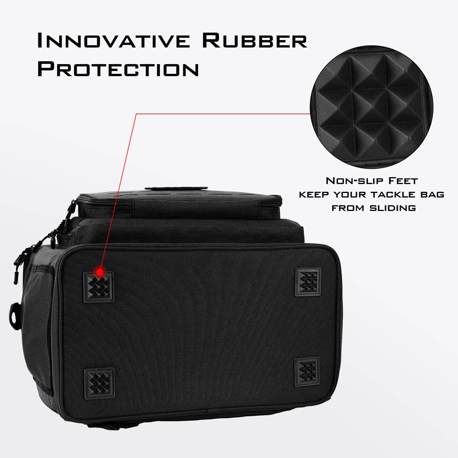 KastKing Karryall Fishing Tackle Bags with 4 * 3700 Tackle Trays, Fishing Bags for Saltwater or Freshwater Fishing - Fishing Gear Storage, Black - Image 6