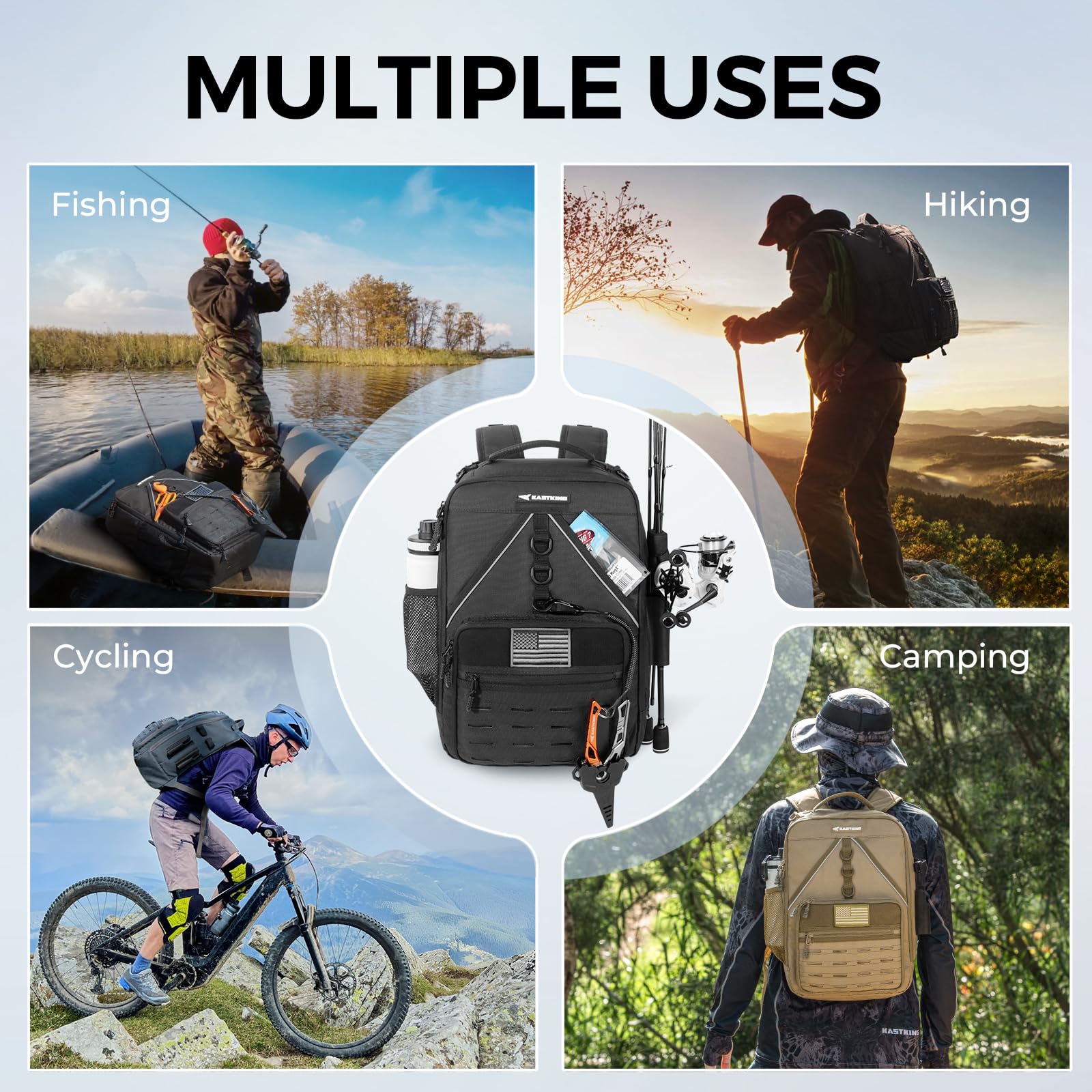 KastKing KarryAll KastMate Fishing Tackle Backpack,Water-Resistant Tackle Bag With 2 Rod Holders,Fishing Gear and Equipment With Large Gear Storage,Black - Image 7