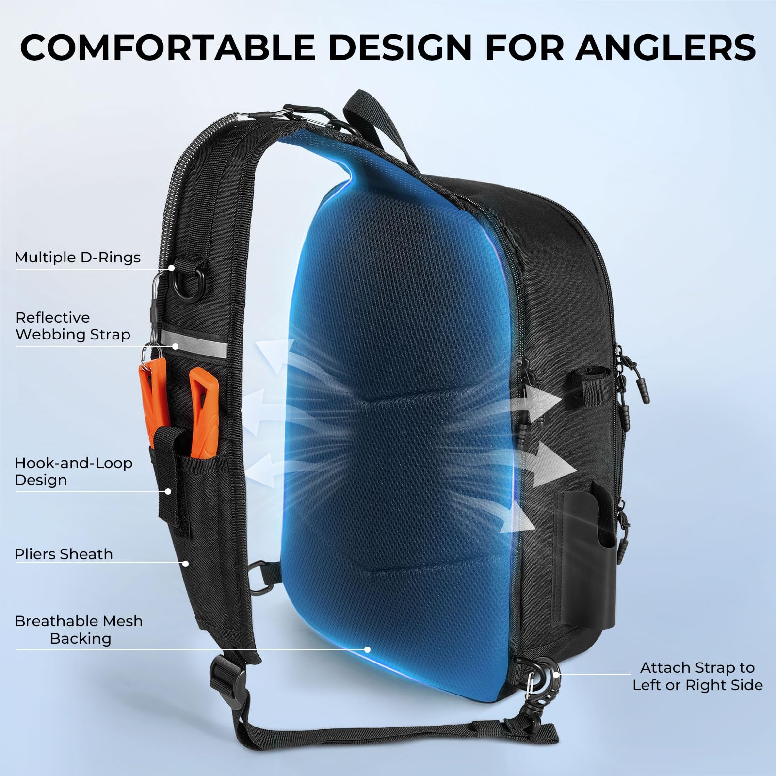 KastKing Karryall Sling Tackle Bag–Fishing Sling Pack,Fishing Backpack With Rod Holder,MOLLE System,Soft Bait & Gear Storage - Image 4