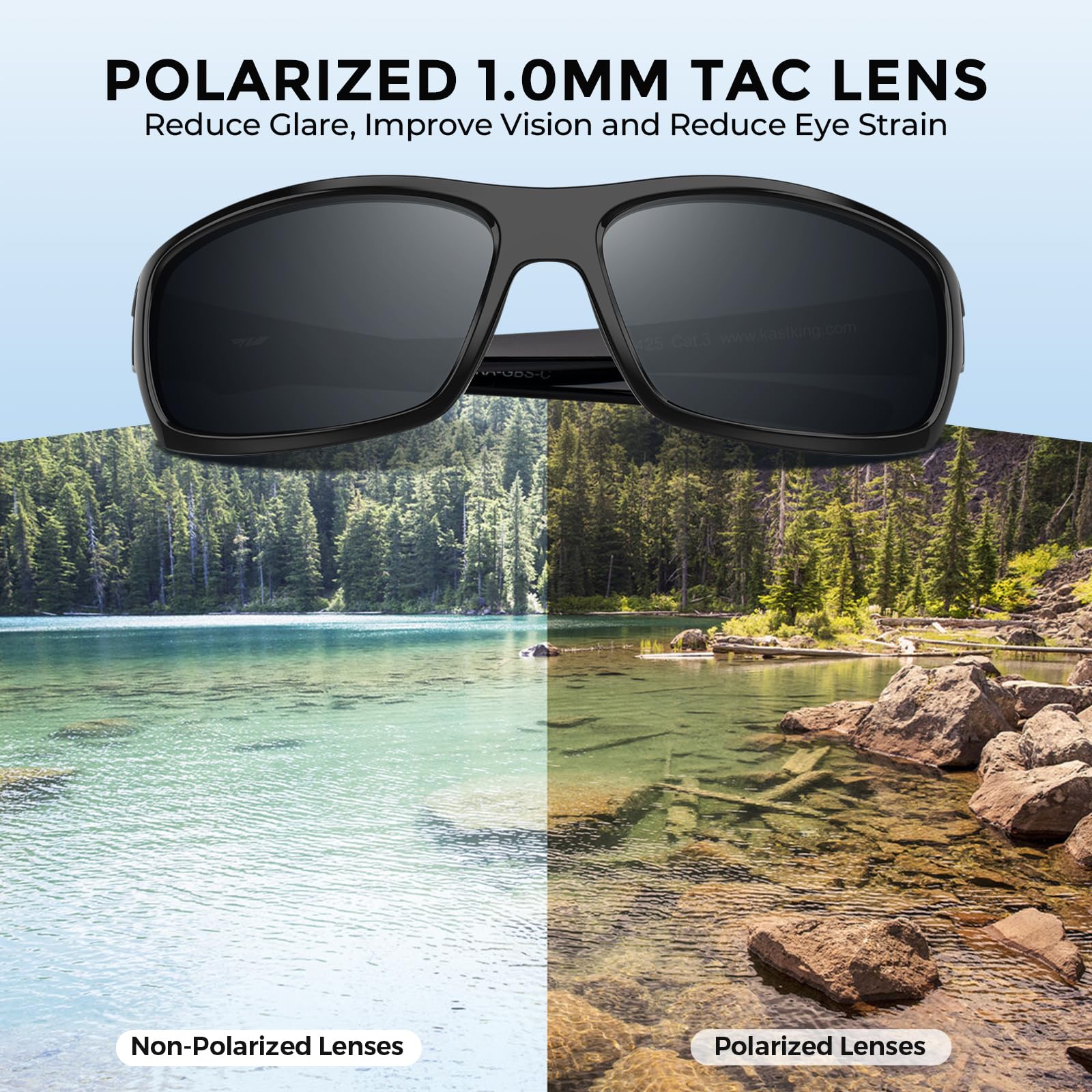 KastKing Kateel Sport Sunglasses, Full Wrap Design, PuriVex Protective Coating, Lightweight Grilamid Frame, UV Protection - Image 3