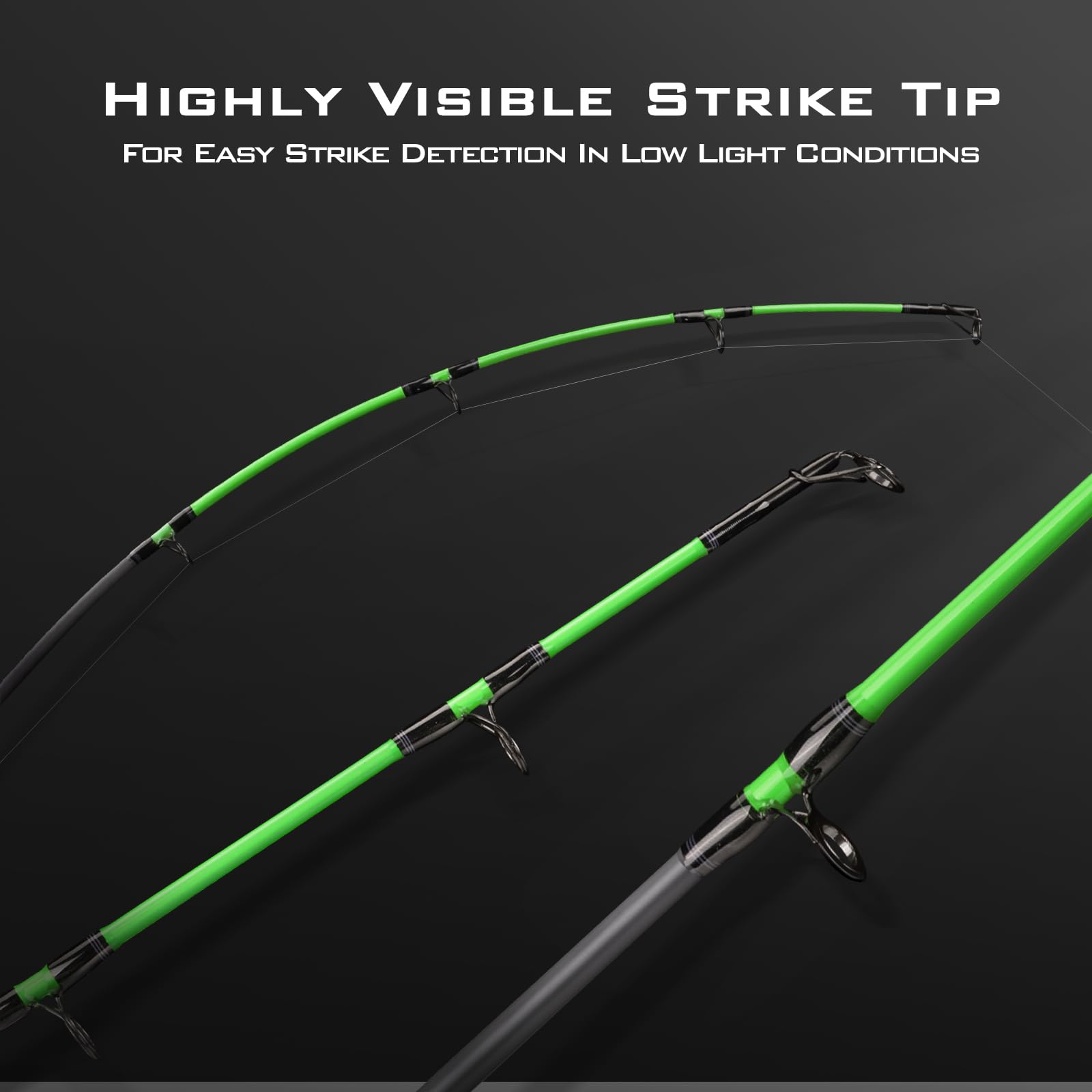 KastKing KONG Fishing Rod, Powerful, Lightweight S-Curve Graphite Rod Blanks, Nano Resin Technology, Stainless-Steel Double-Foot Guides w/Titanium Oxide Rings, Non-Slip Handles, Chartreuse Strike Tips - Image 5