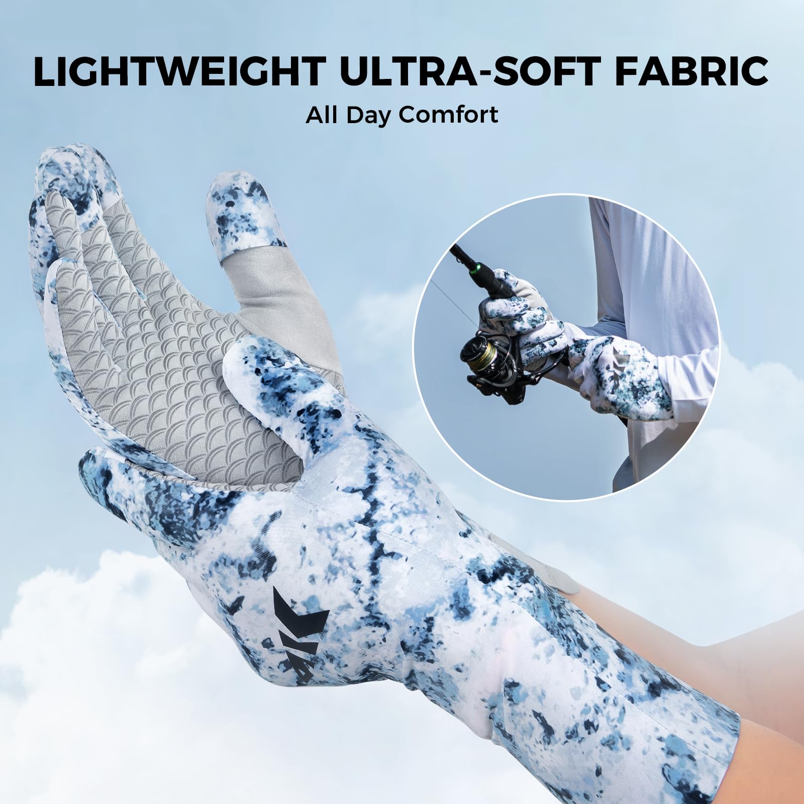 KastKing La Sal Pro Full Finger Fishing Gloves, UPF 50+ Sun Protection Gloves with Convertible Design, Ultralight Microfiber, Ultra-Soft Comfort, FrostWeave Cooling, Enhanced Grip, Four Sizes Options - Image 3