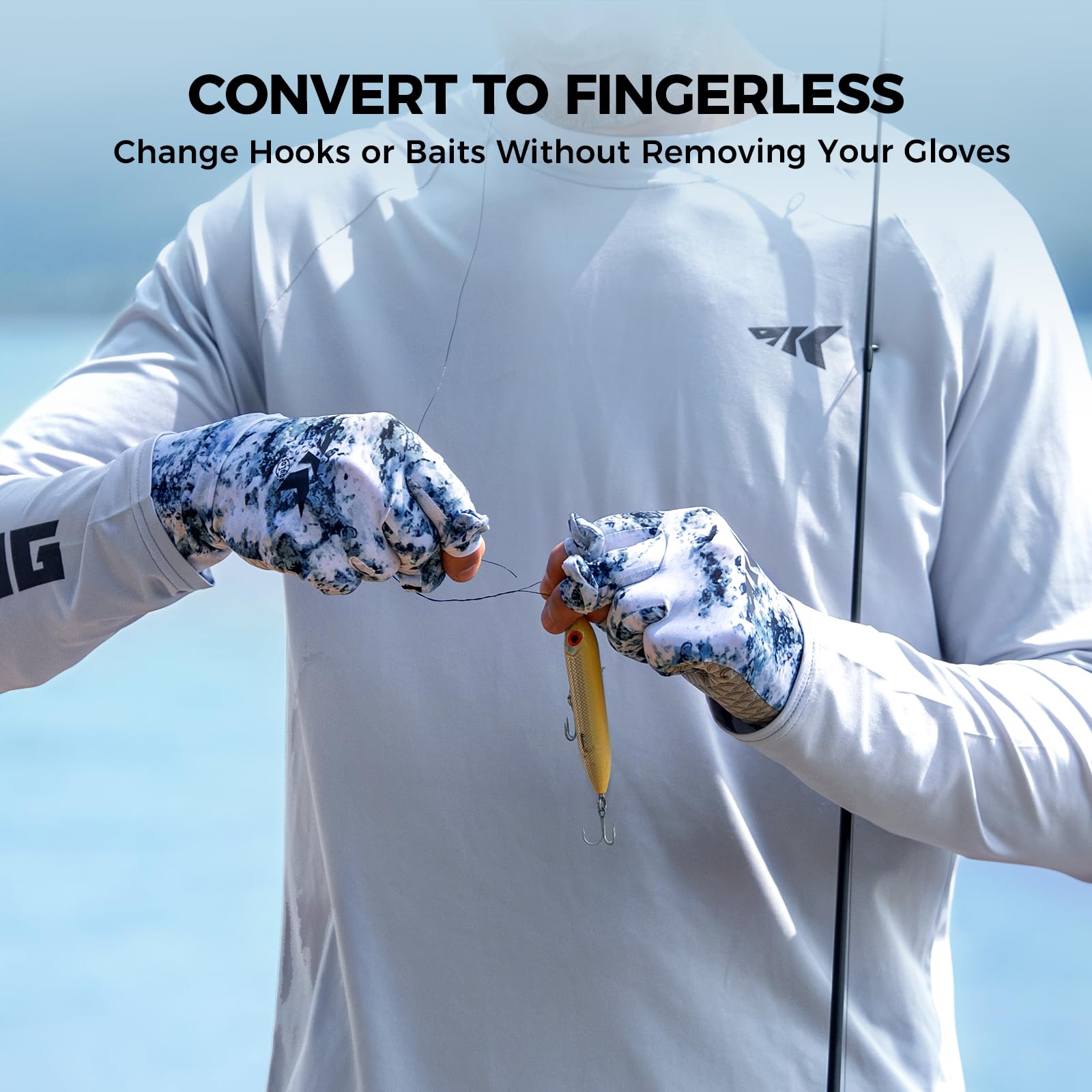 KastKing La Sal Pro Full Finger Fishing Gloves, UPF 50+ Sun Protection Gloves with Convertible Design, Ultralight Microfiber, Ultra-Soft Comfort, FrostWeave Cooling, Enhanced Grip, Four Sizes Options - Image 4