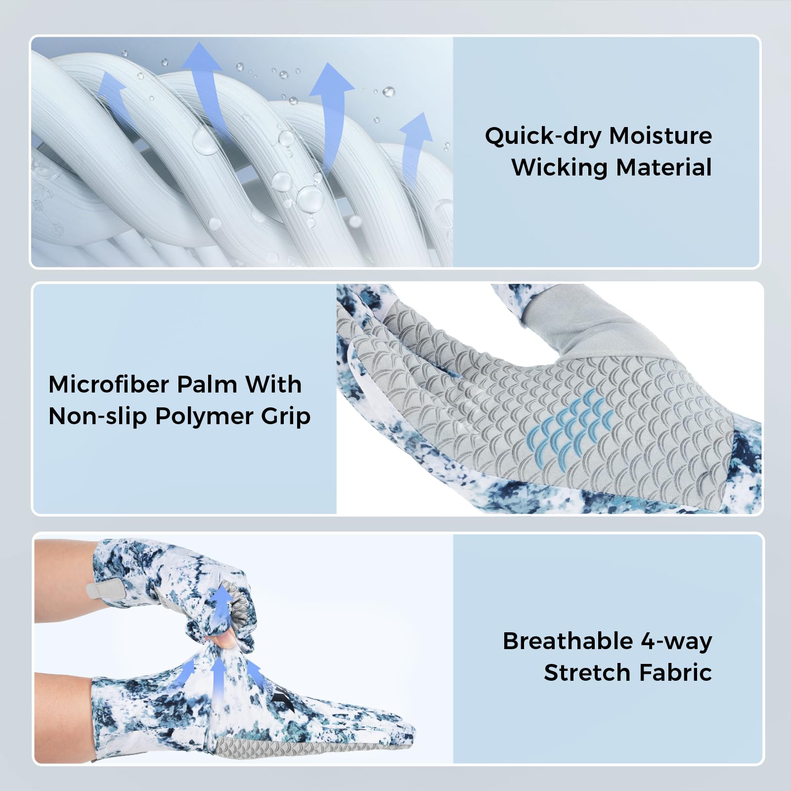 KastKing La Sal Pro Full Finger Fishing Gloves, UPF 50+ Sun Protection Gloves with Convertible Design, Ultralight Microfiber, Ultra-Soft Comfort, FrostWeave Cooling, Enhanced Grip, Four Sizes Options - Image 6