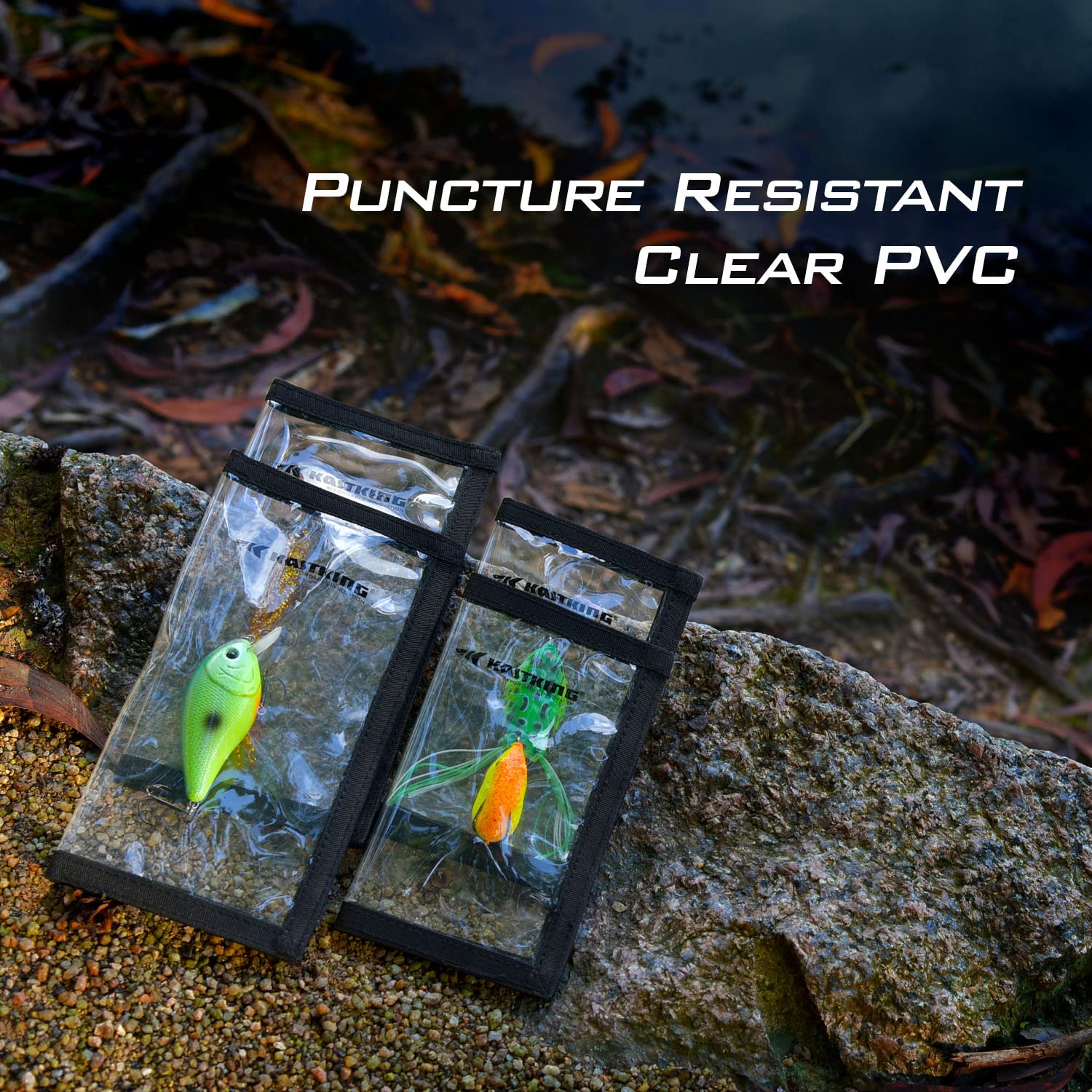 KastKing Madbite Lure Wraps, Available in Two Sizes, Keeps Lures Safe, Durable & Clear PVC, Easily See Lures, Easy Open and Close Hook & Loop System, Great Value, Includes 4 Lure Wraps - Image 3