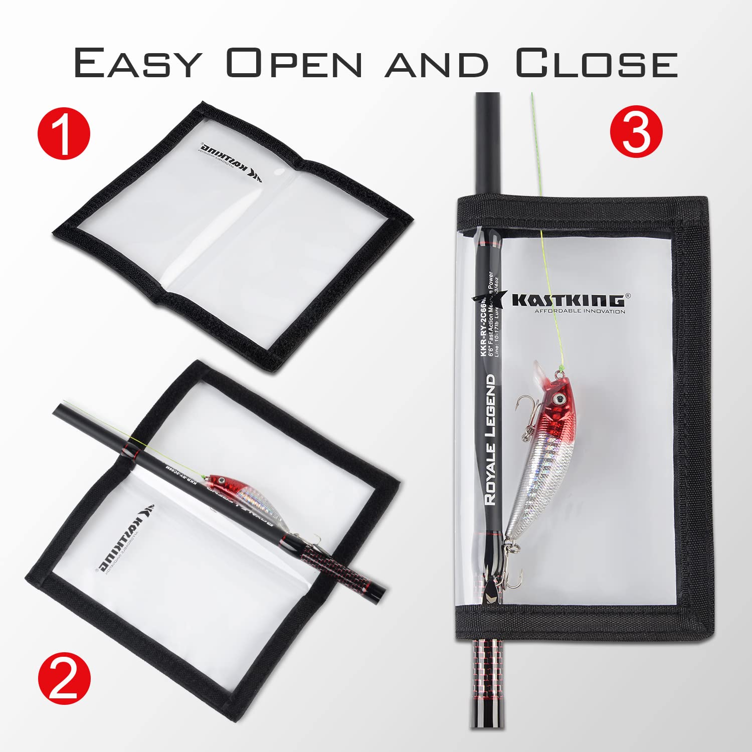 KastKing Madbite Lure Wraps, Available in Two Sizes, Keeps Lures Safe, Durable & Clear PVC, Easily See Lures, Easy Open and Close Hook & Loop System, Great Value, Includes 4 Lure Wraps - Image 6