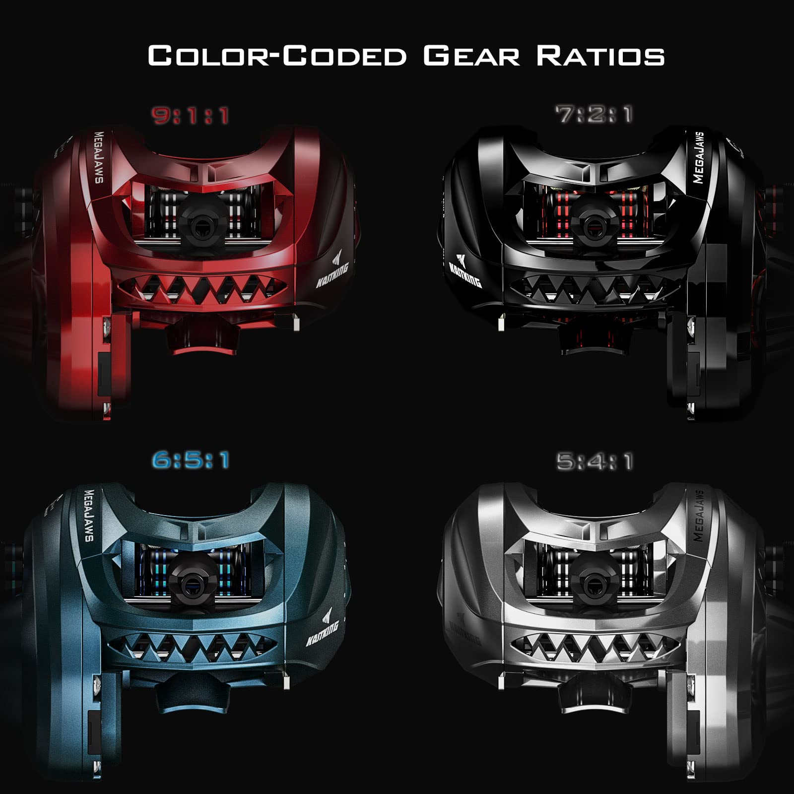 KastKing MegaJaws Elite Baitcasting Fishing Reel, New AutoMag Dual Braking System, Only 6.7oz, 17.64 LBs Carbon Fiber Drag, 11+1 Shielded BB, High Speed 5.4:1 to 9.1:1 Gear Ratios - Image 8