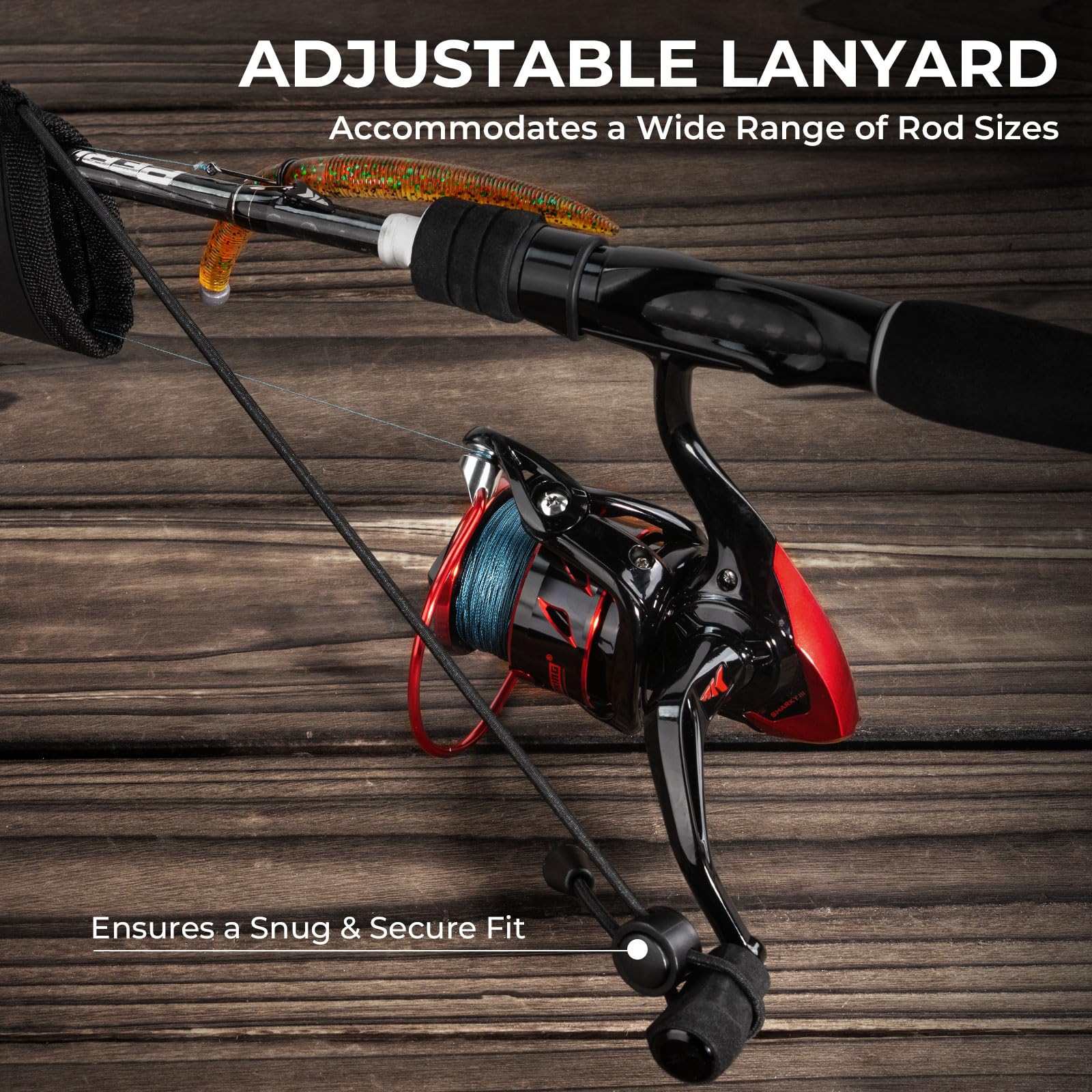 KastKing MeshGuard Rod Socks, Fishing Rod Sleeve, Neoprene Fishing Pole Sleeve, Fishing Rod Covers, Built-in Hanging Loop & Adjustable Lanyard, Fits Casting, Spinning, & Fly Rods - Image 6