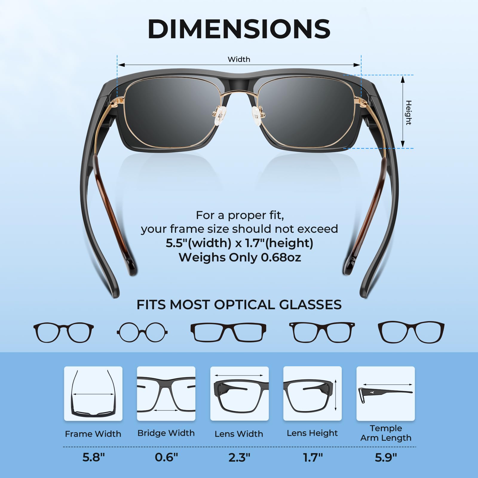 KastKing Molino Fit-Over Polarized Sunglasses,UV400 Protection Ultralight Wraparound Fishing Sports Sunglasses, TAC Lenses - Image 3