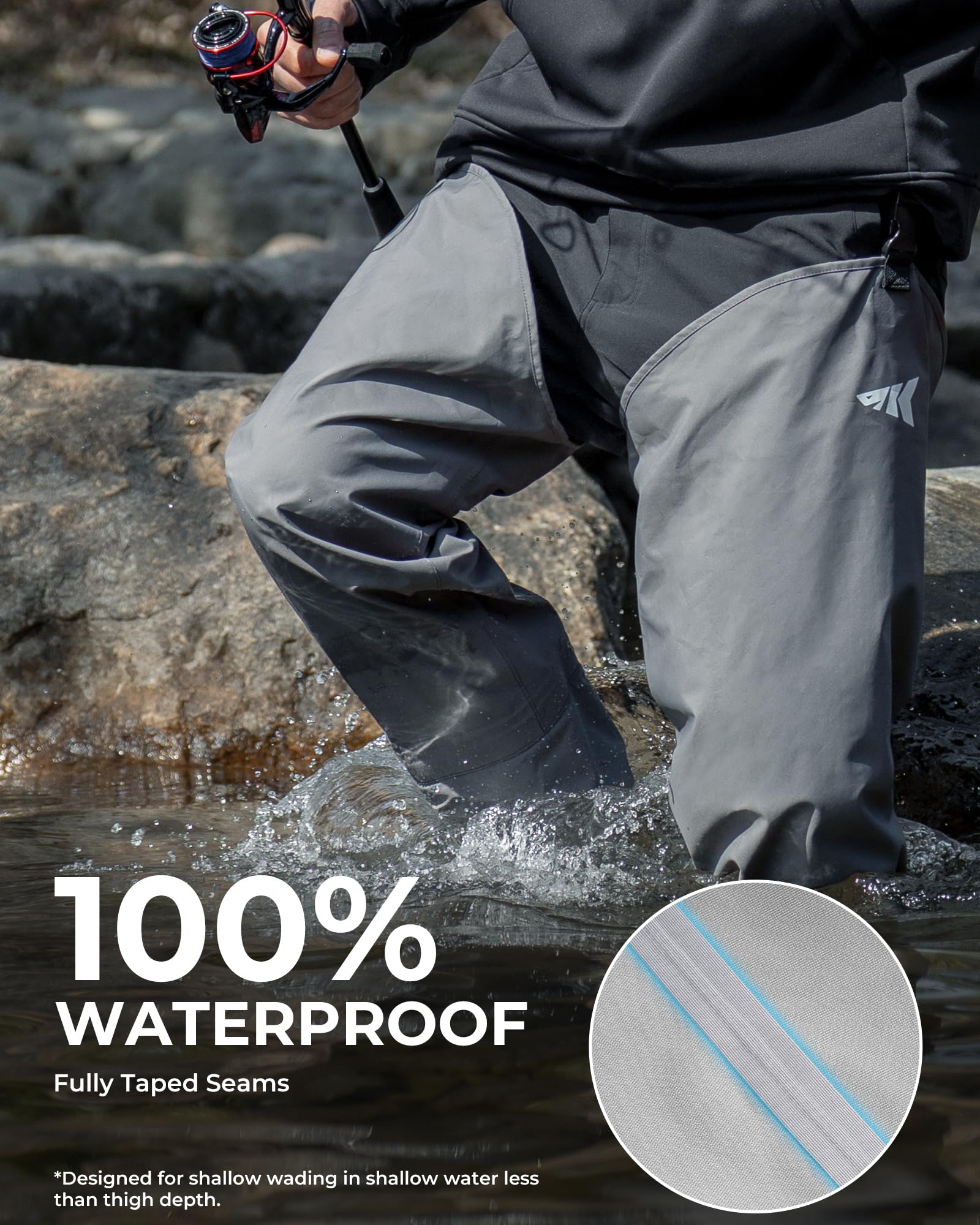 KastKing RiverWalker Hip Waders, Breathable Waterproof Stockingfoot Hip Waders with 4mm Neoprene Booties, Fishing Waders - Image 3