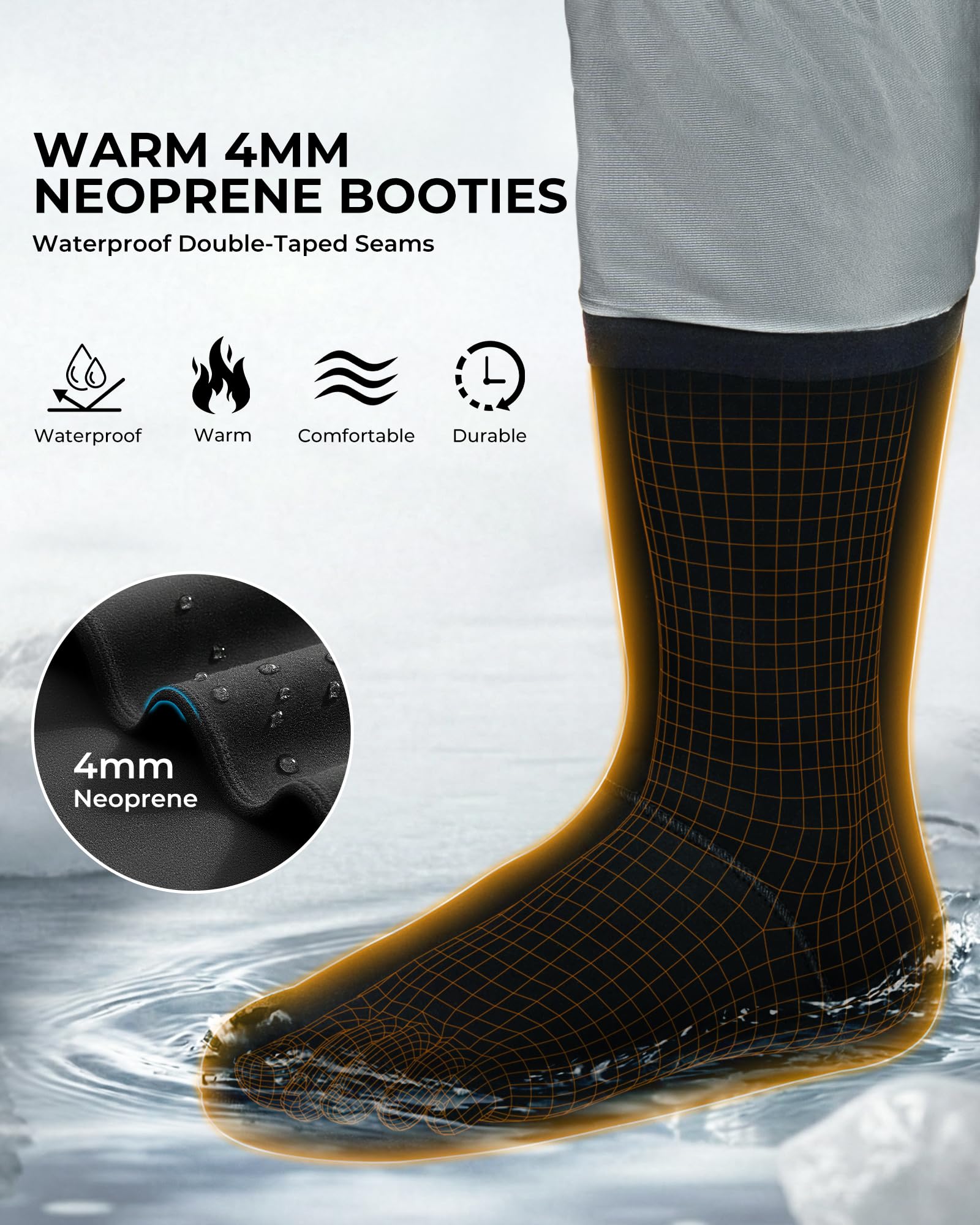 KastKing RiverWalker Hip Waders, Breathable Waterproof Stockingfoot Hip Waders with 4mm Neoprene Booties, Fishing Waders - Image 4