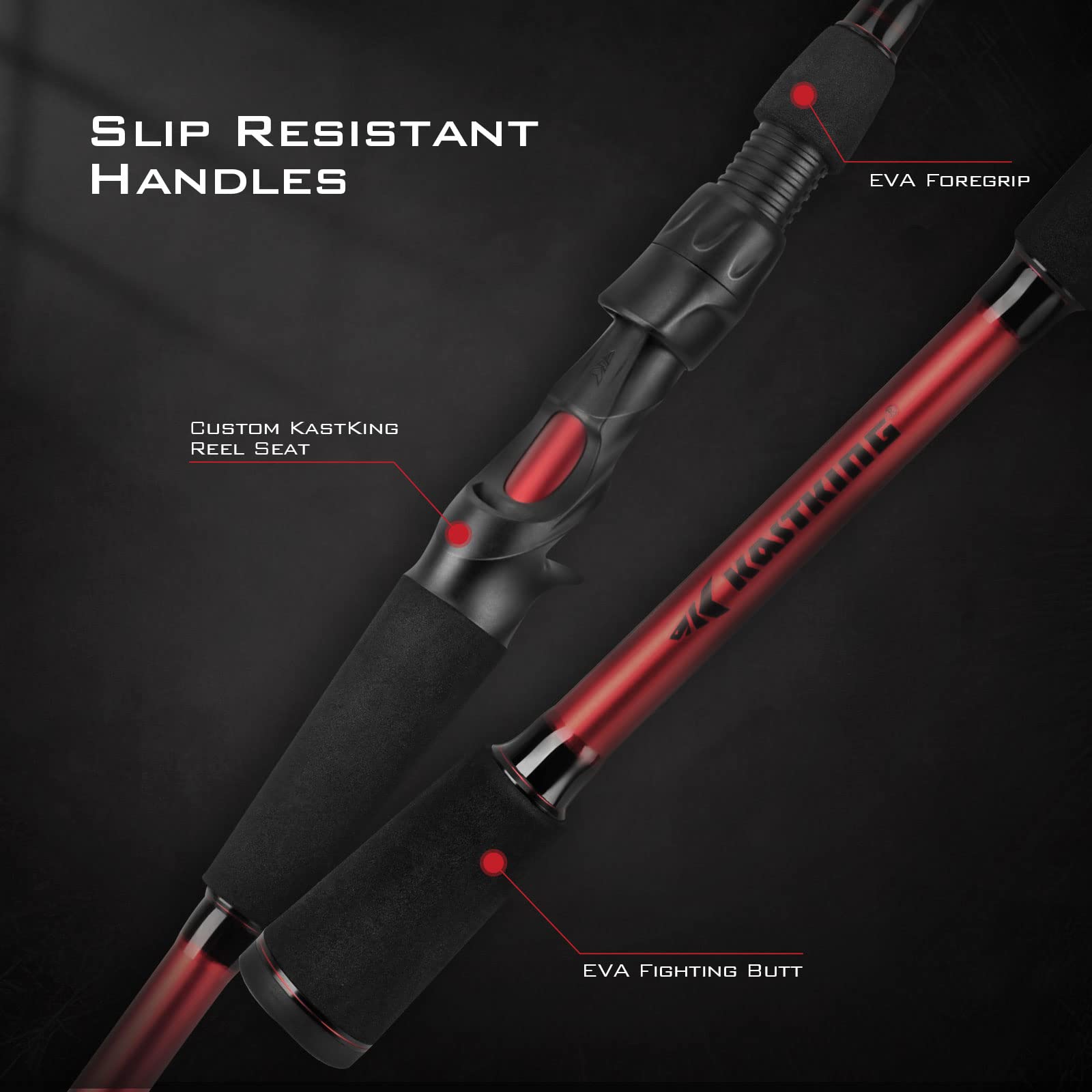 KastKing Royale Advantage Fishing Rod, Spinning Rod & Casting Rod, IM6 Graphite Blanks, 2-Pieces Rods with Extra Tip Section,KastFlex Technology, Power Transition System, EVA Handle - Image 7